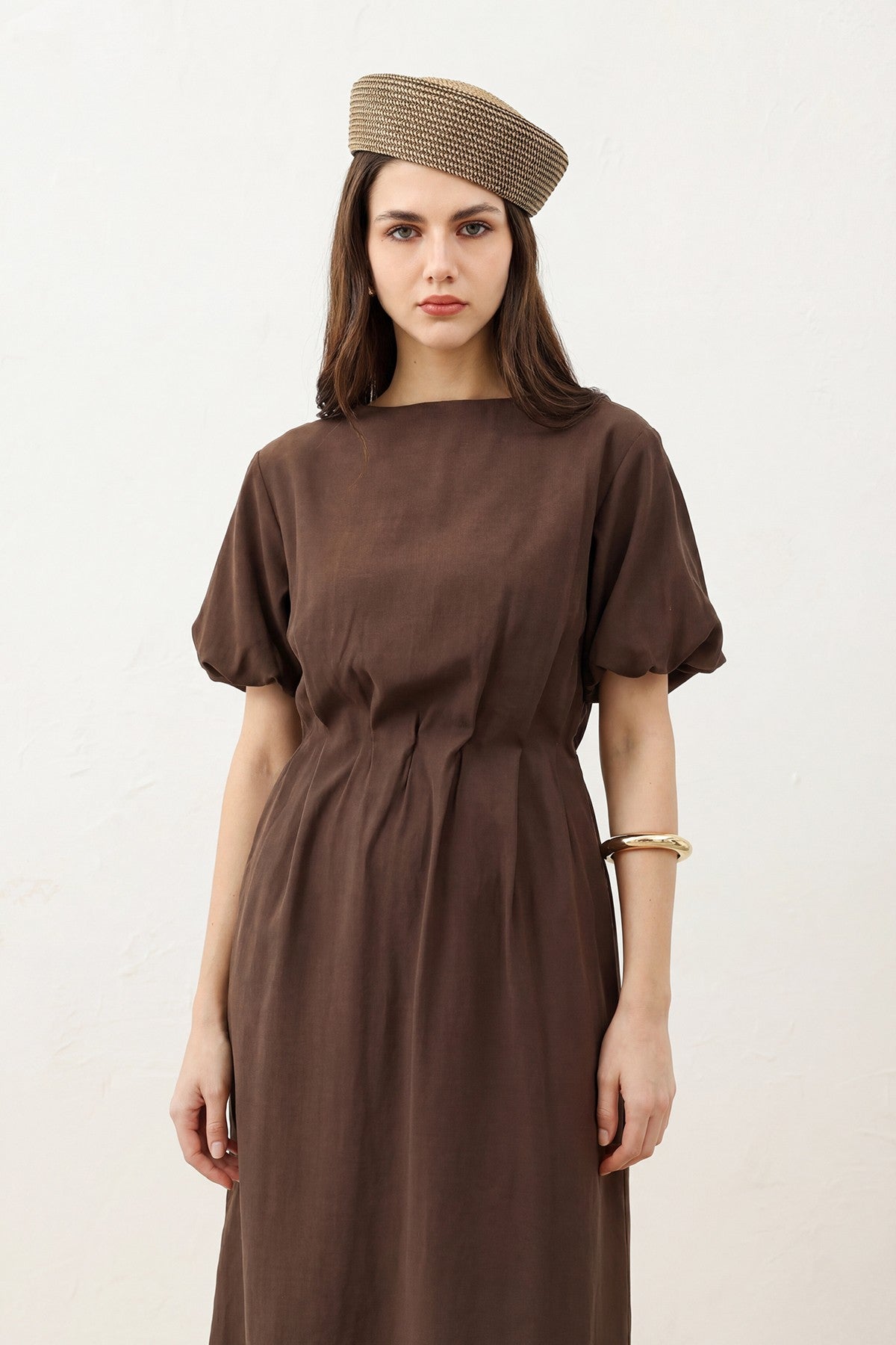 Antioch Balloon-Sleeve Midi Dress for Women