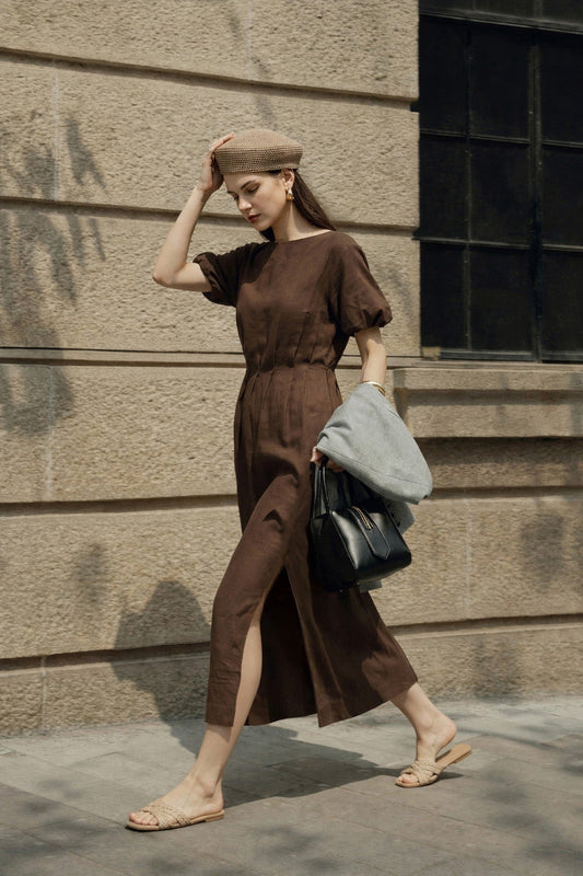 Antioch Balloon-Sleeve Midi Dress for Women