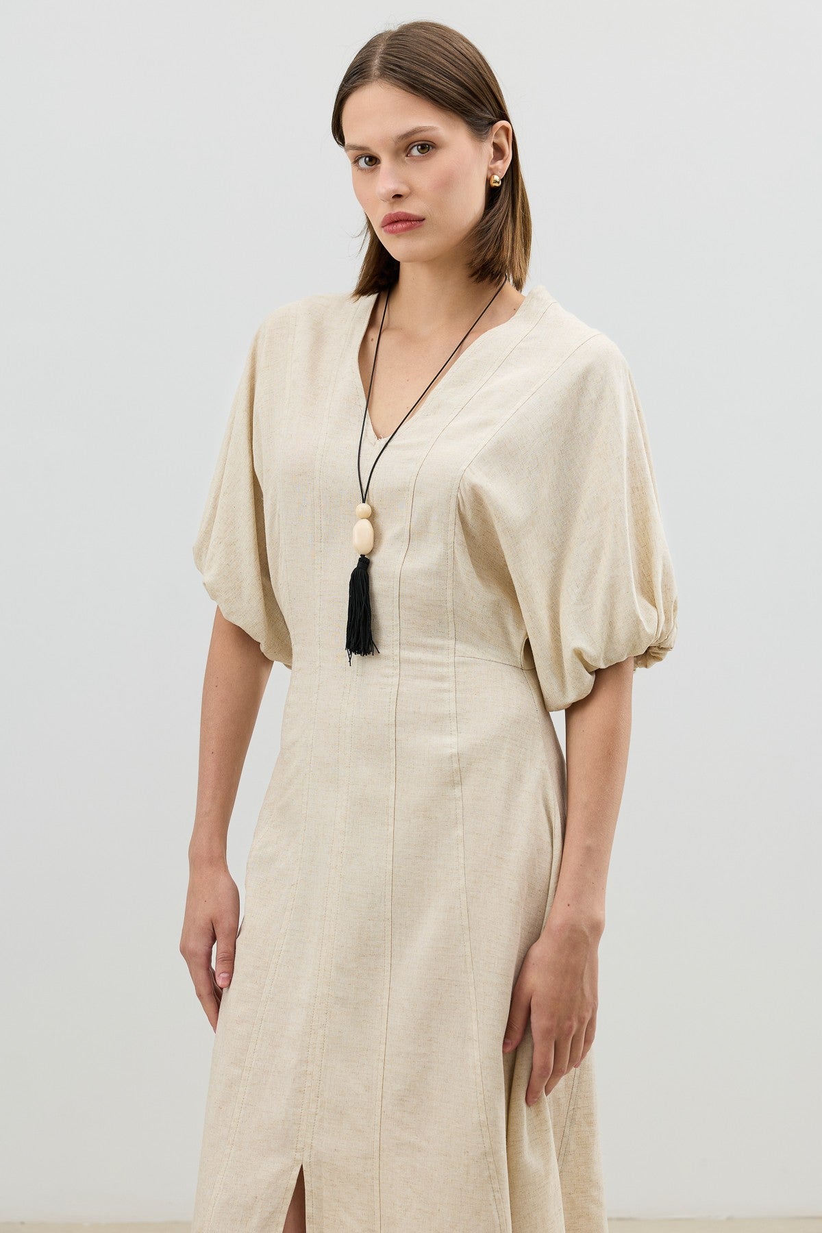 Antioch V-Neck Linen-Blend Women's Dress