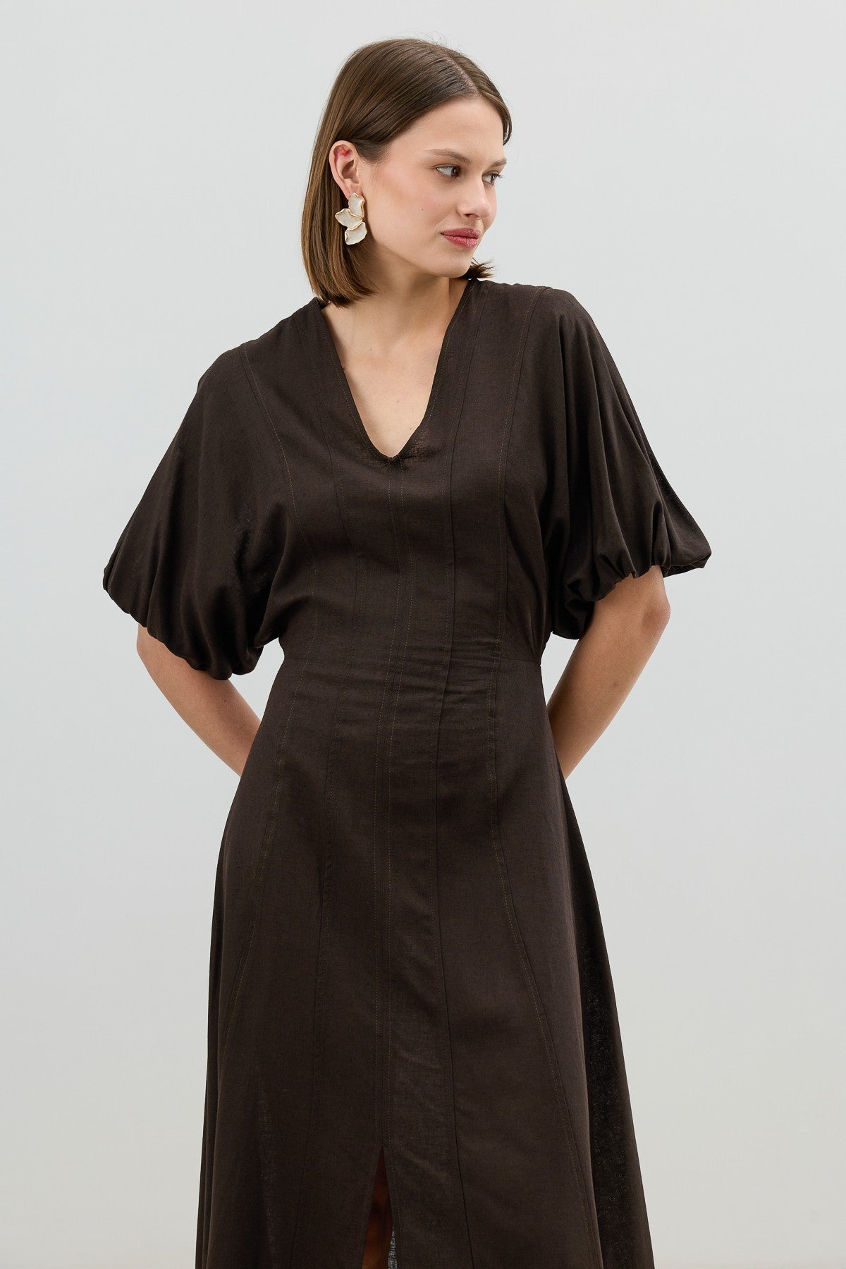 Antioch V-Neck Linen-Blend Women's Dress