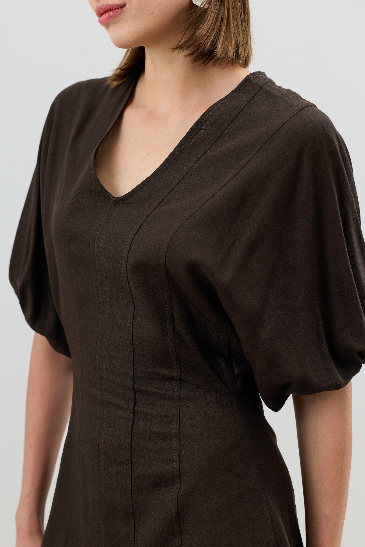 Antioch V-Neck Linen-Blend Women's Dress