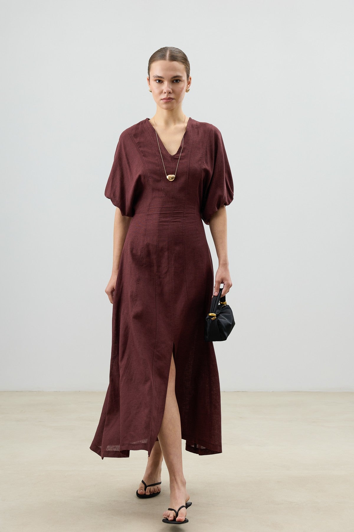 Antioch V-Neck Linen-Blend Women's Dress