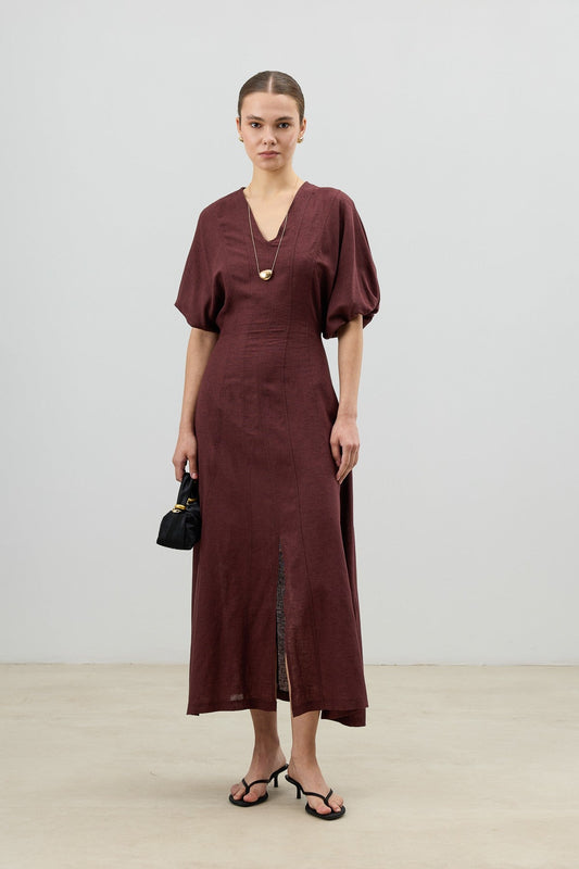 Antioch V-Neck Linen-Blend Women's Dress