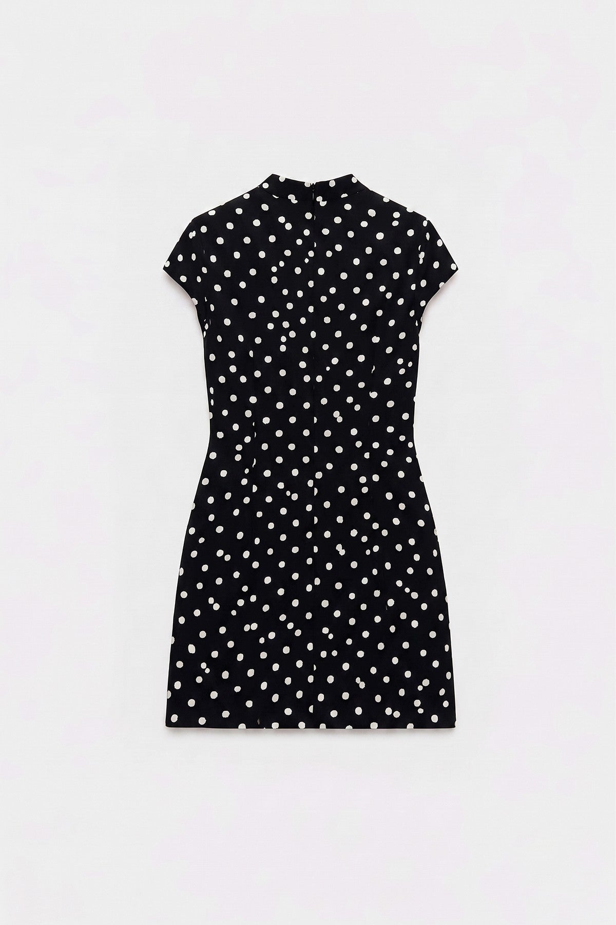 Antioch Short Dress with Lace-Up Polka Dot Pattern