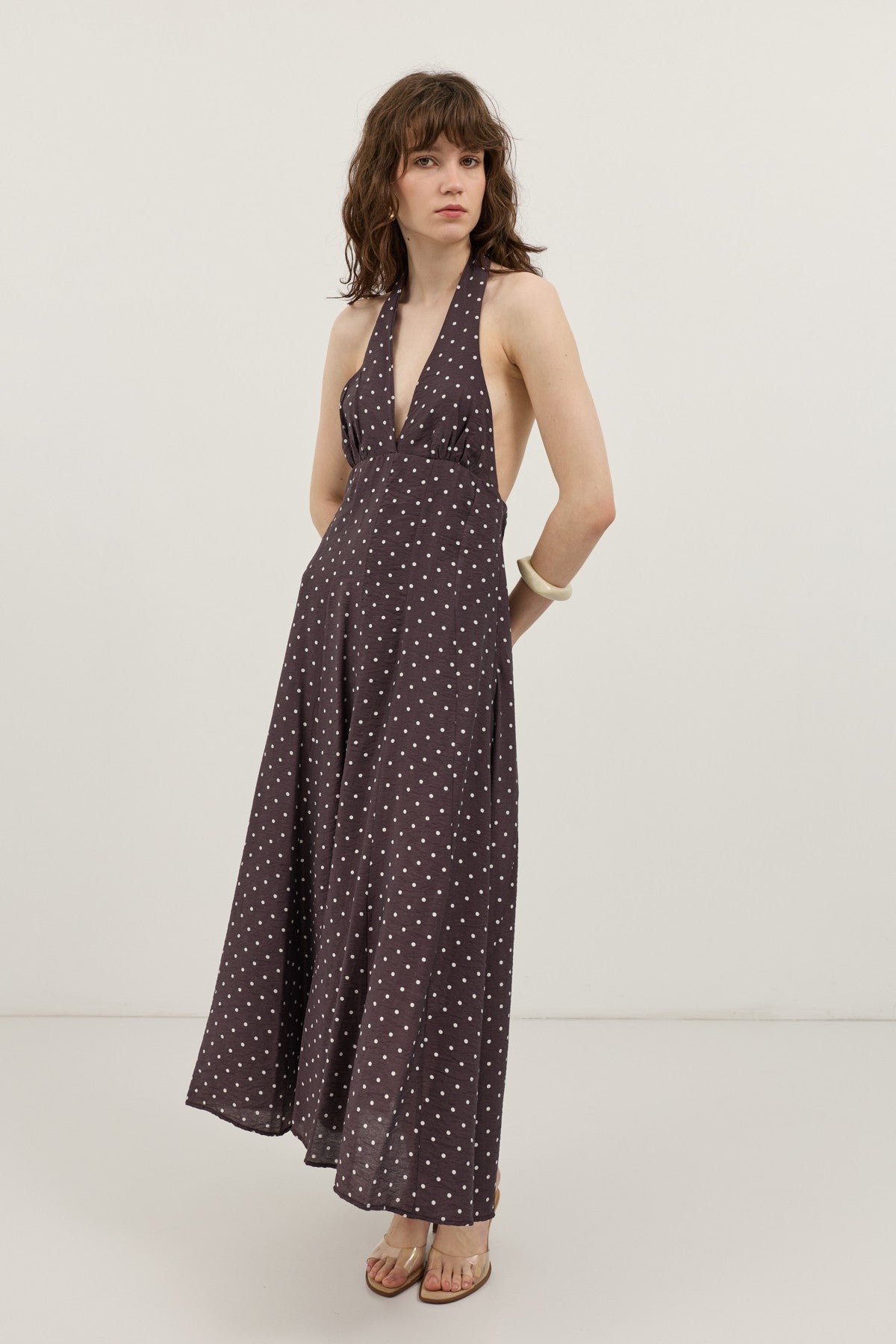 Women's Polka-Dot Dress with a Halter Neckline