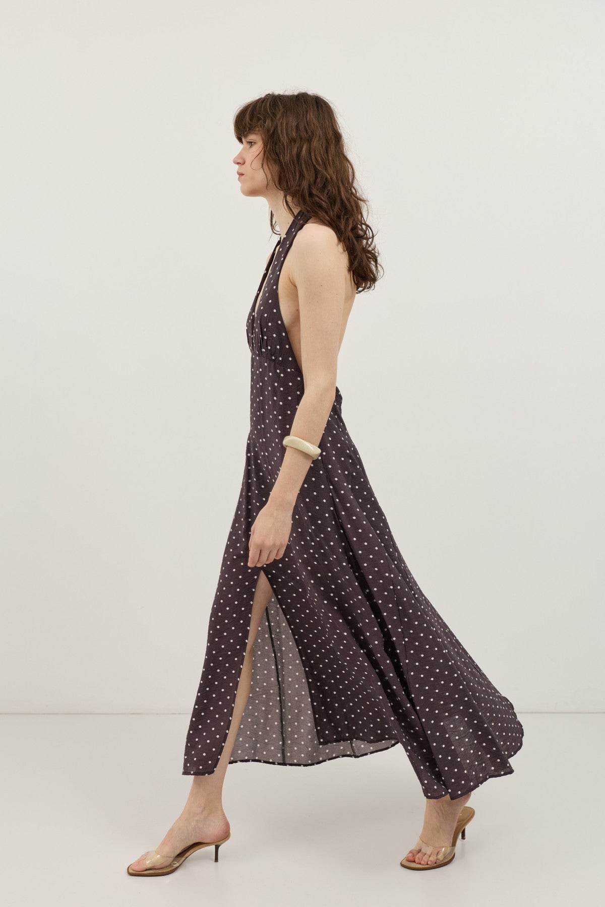 Women's Polka-Dot Dress with a Halter Neckline