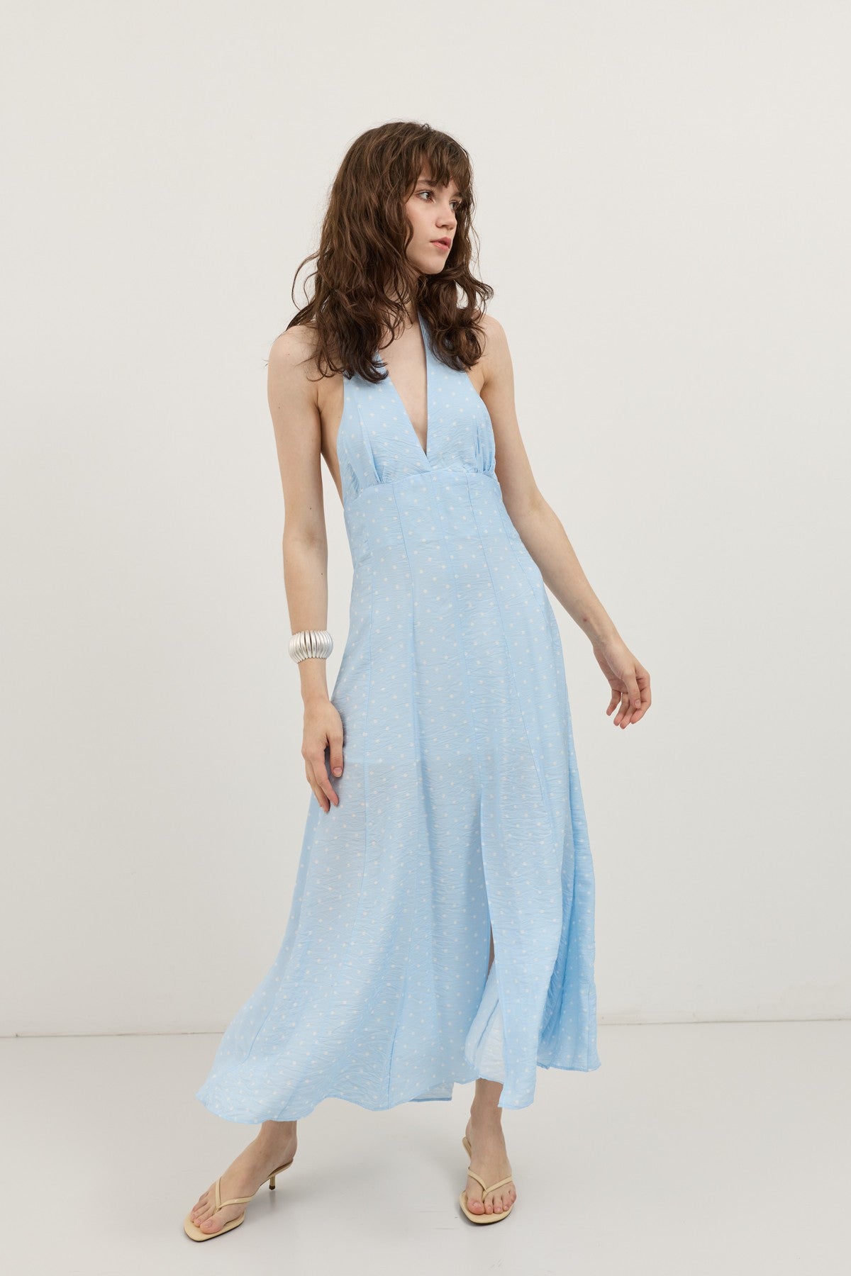 Women's Polka-Dot Dress with a Halter Neckline