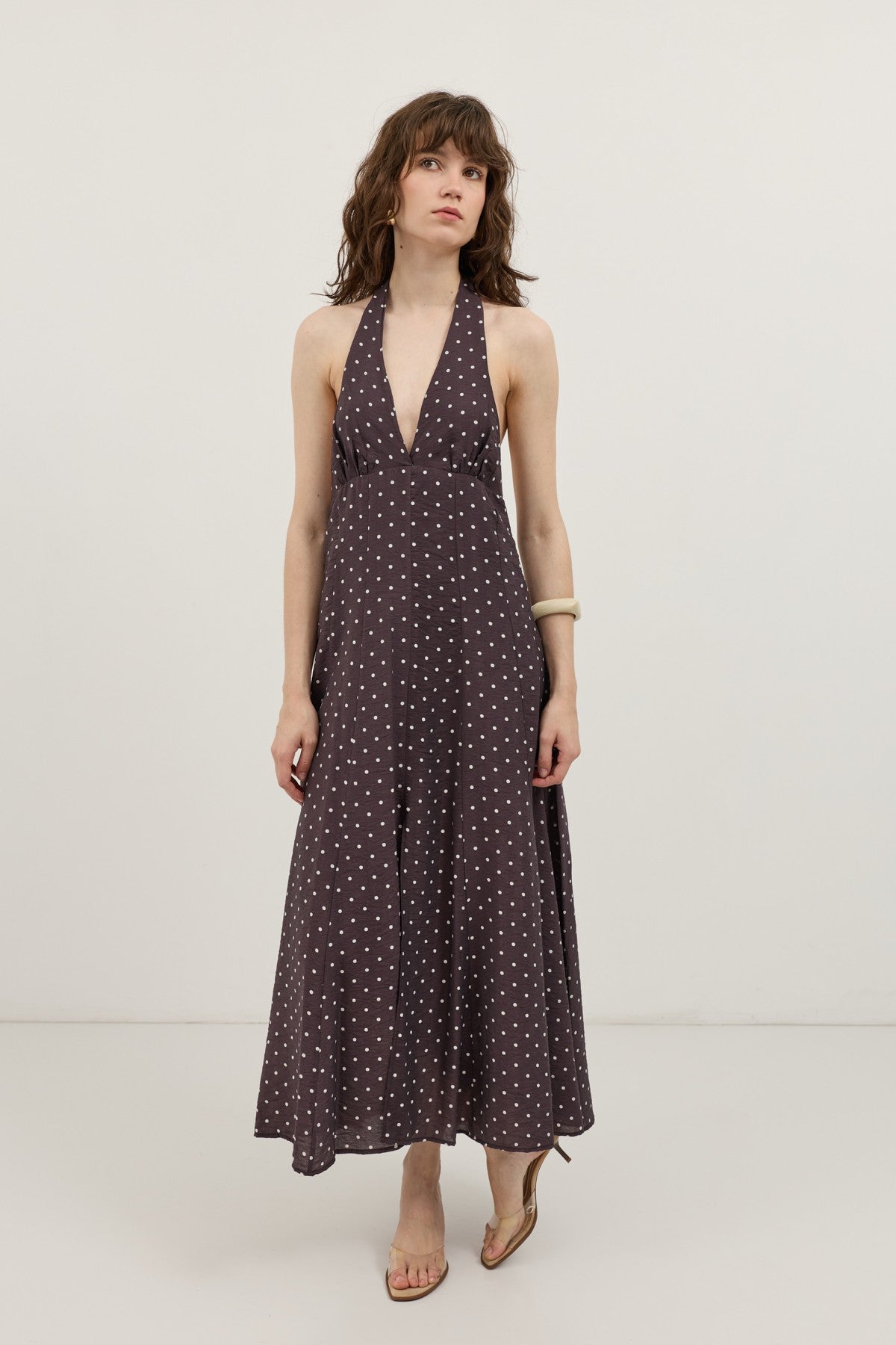 Women's Polka-Dot Dress with a Halter Neckline