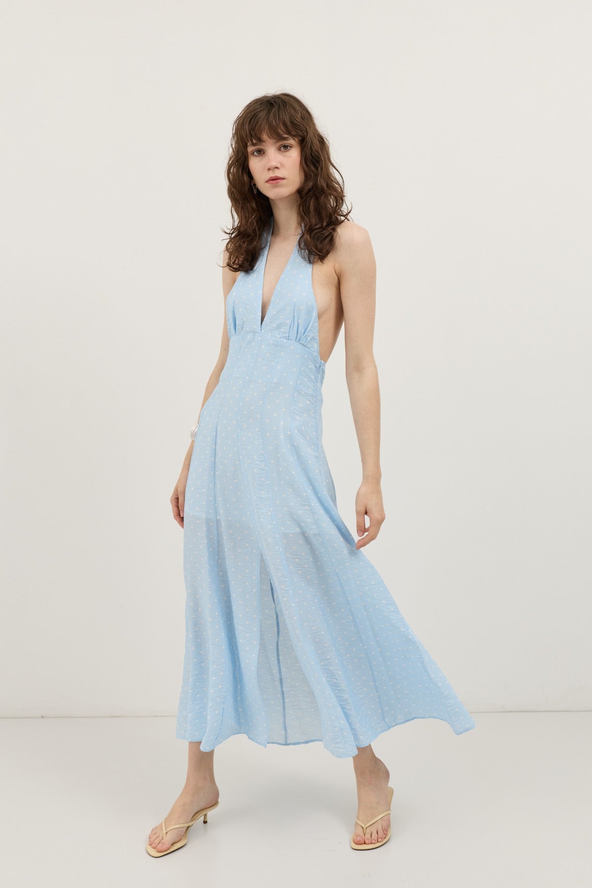 Women's Polka-Dot Dress with a Halter Neckline