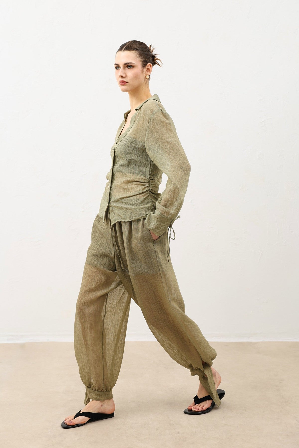 V-Neck Semi-Sheer Women's Shirt