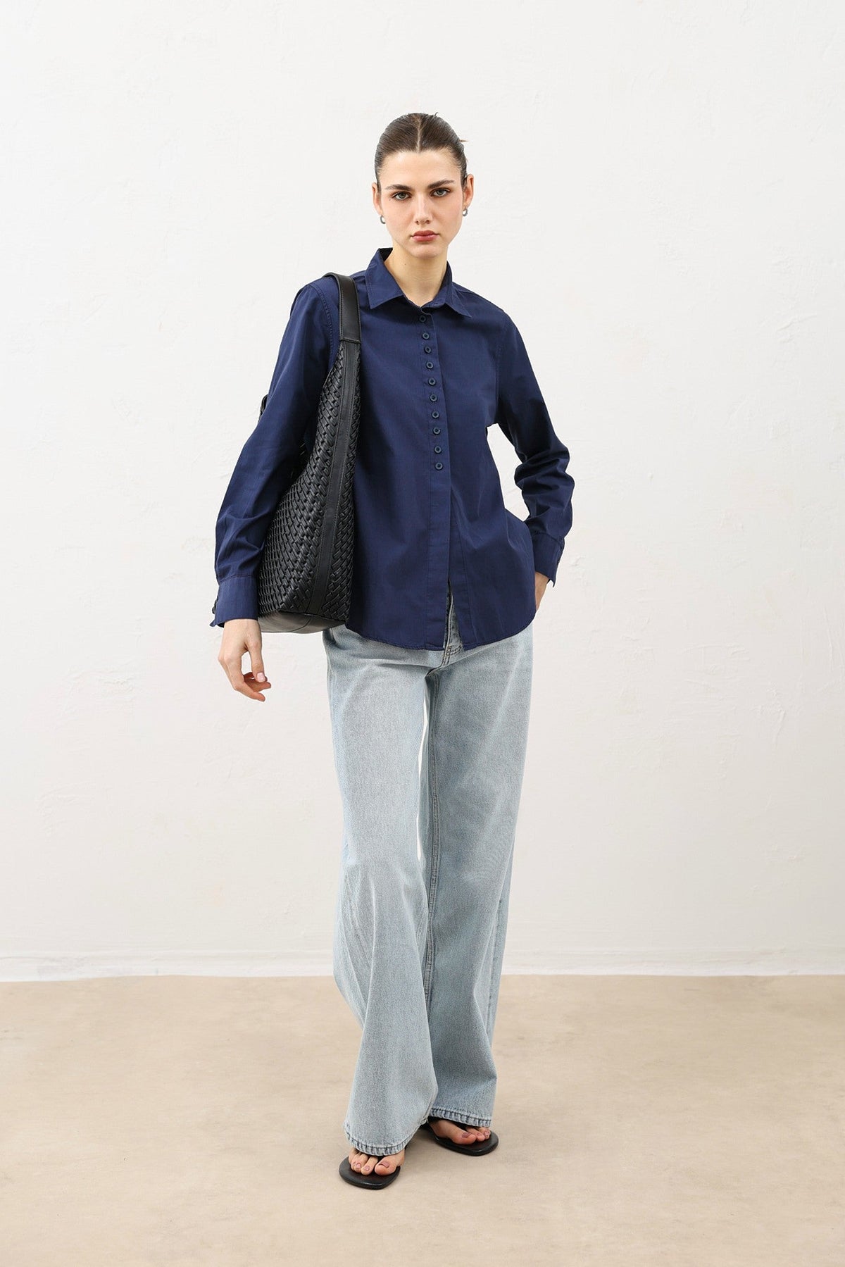Poplin Shirt with Button Details