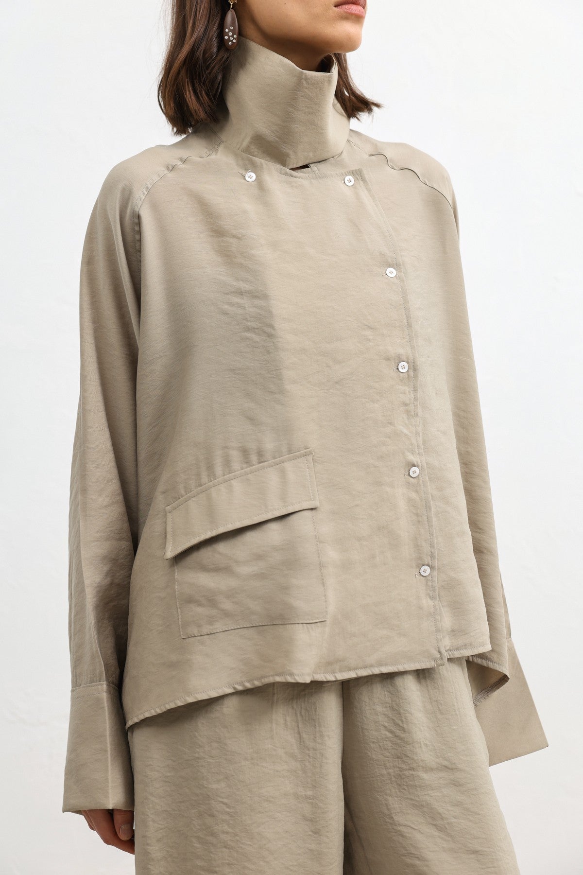 Antioch Women's Shirt with a Stand-Up Collar