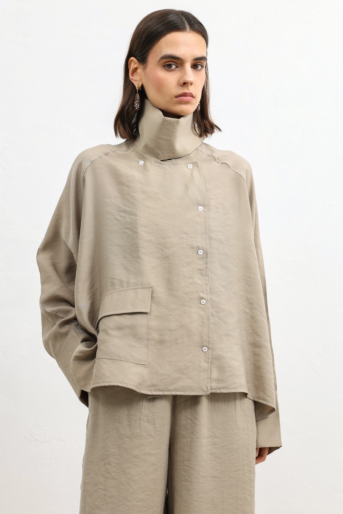Antioch Women's Shirt with a Stand-Up Collar