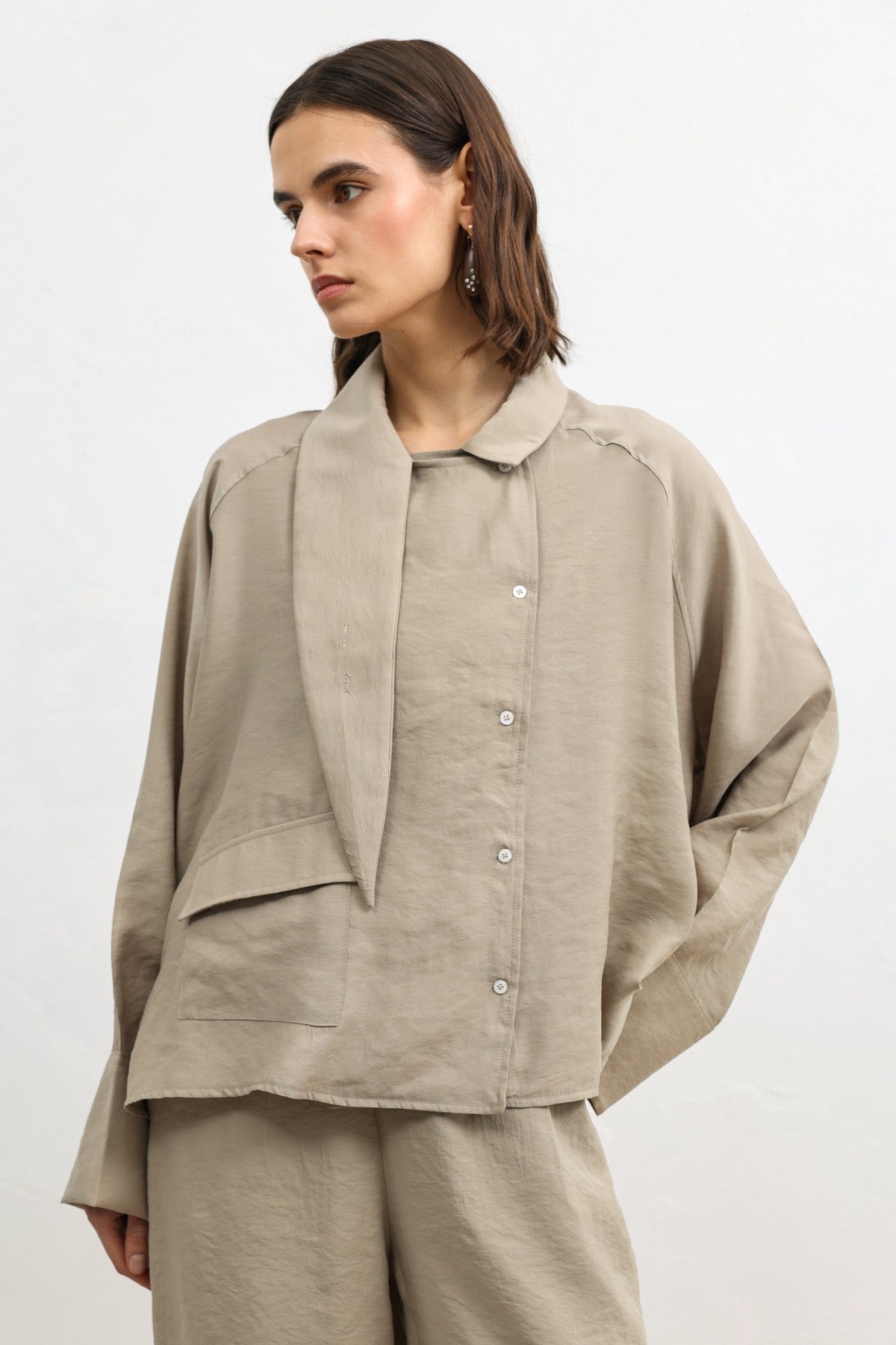 Antioch Women's Shirt with a Stand-Up Collar