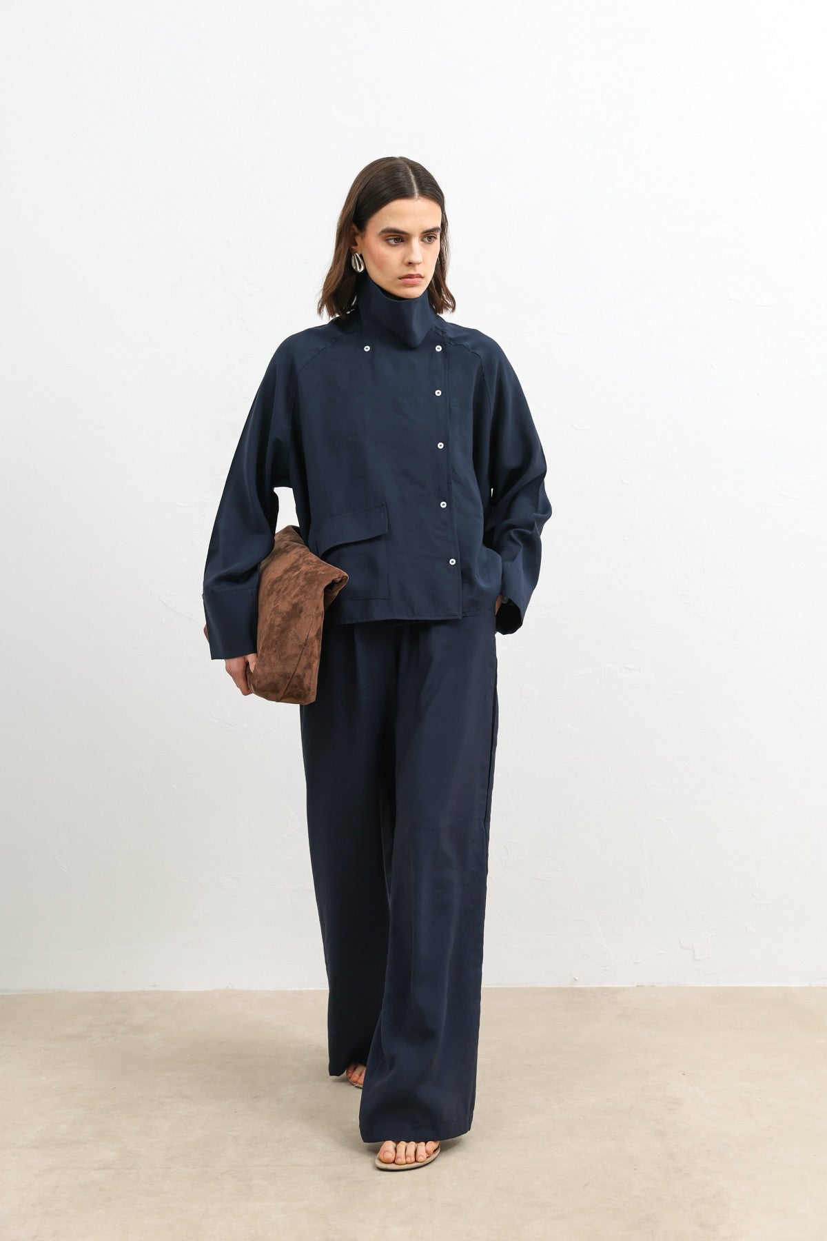 Antioch Women's Shirt with a Stand-Up Collar