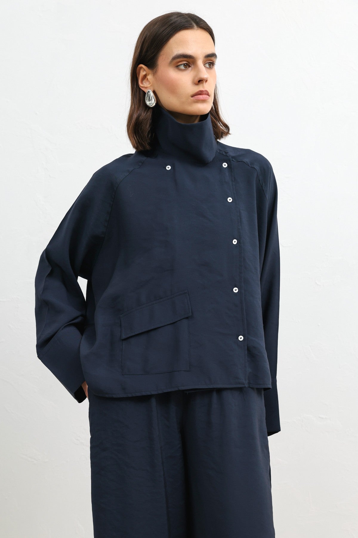 Antioch Women's Shirt with a Stand-Up Collar
