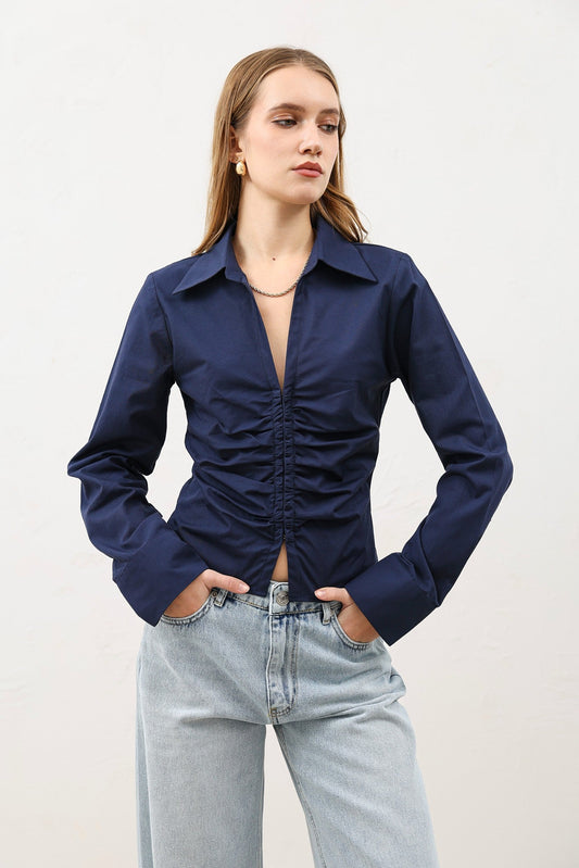 Gathered Poplin Women's Shirt