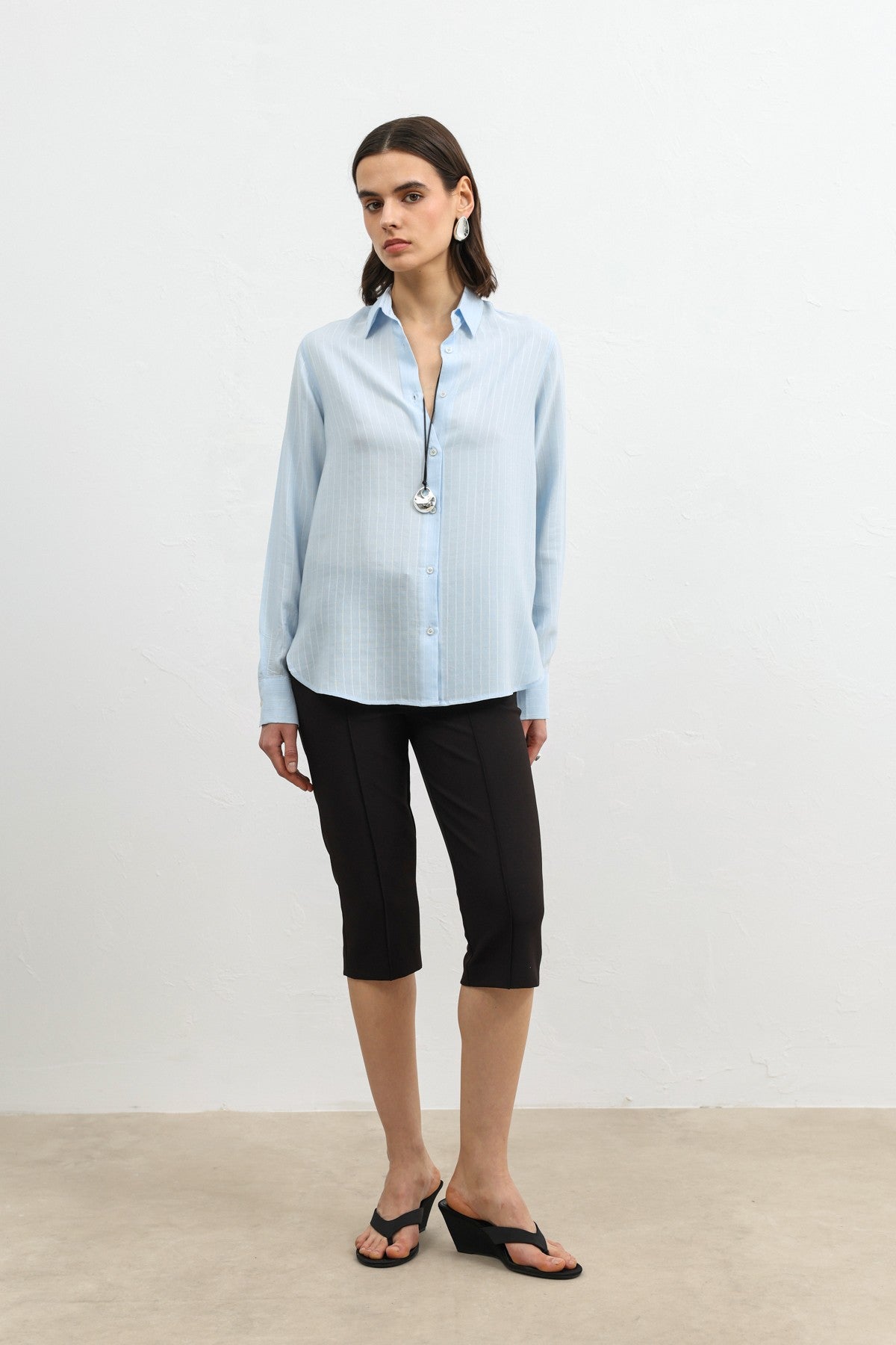 100% Lyocell Striped Women's Shirt