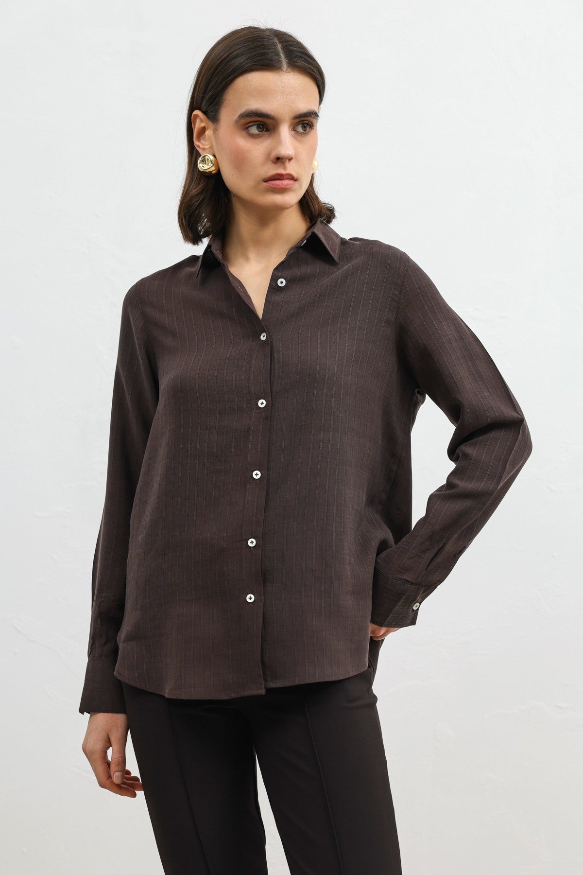 100% Lyocell Striped Women's Shirt
