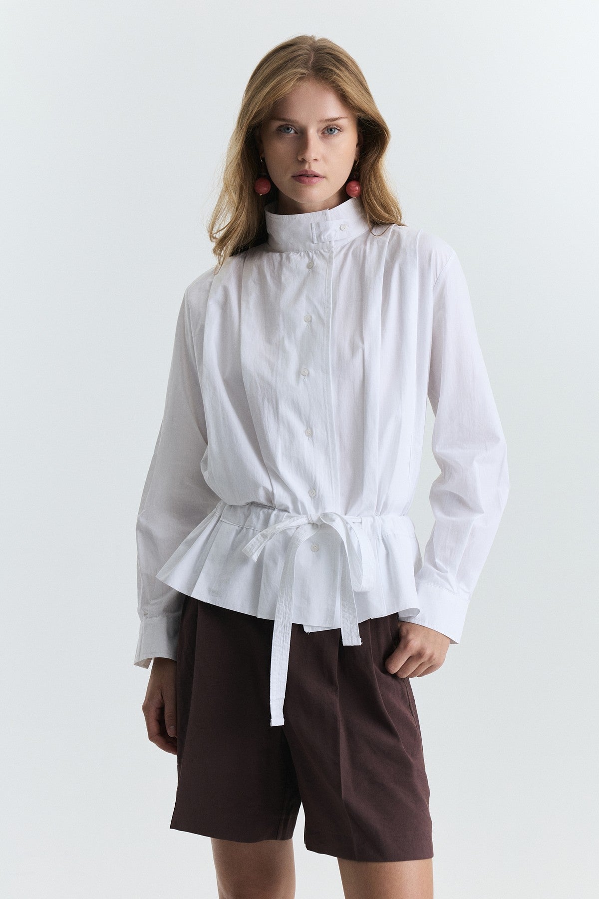 Waist-Tied Poplin Jacket