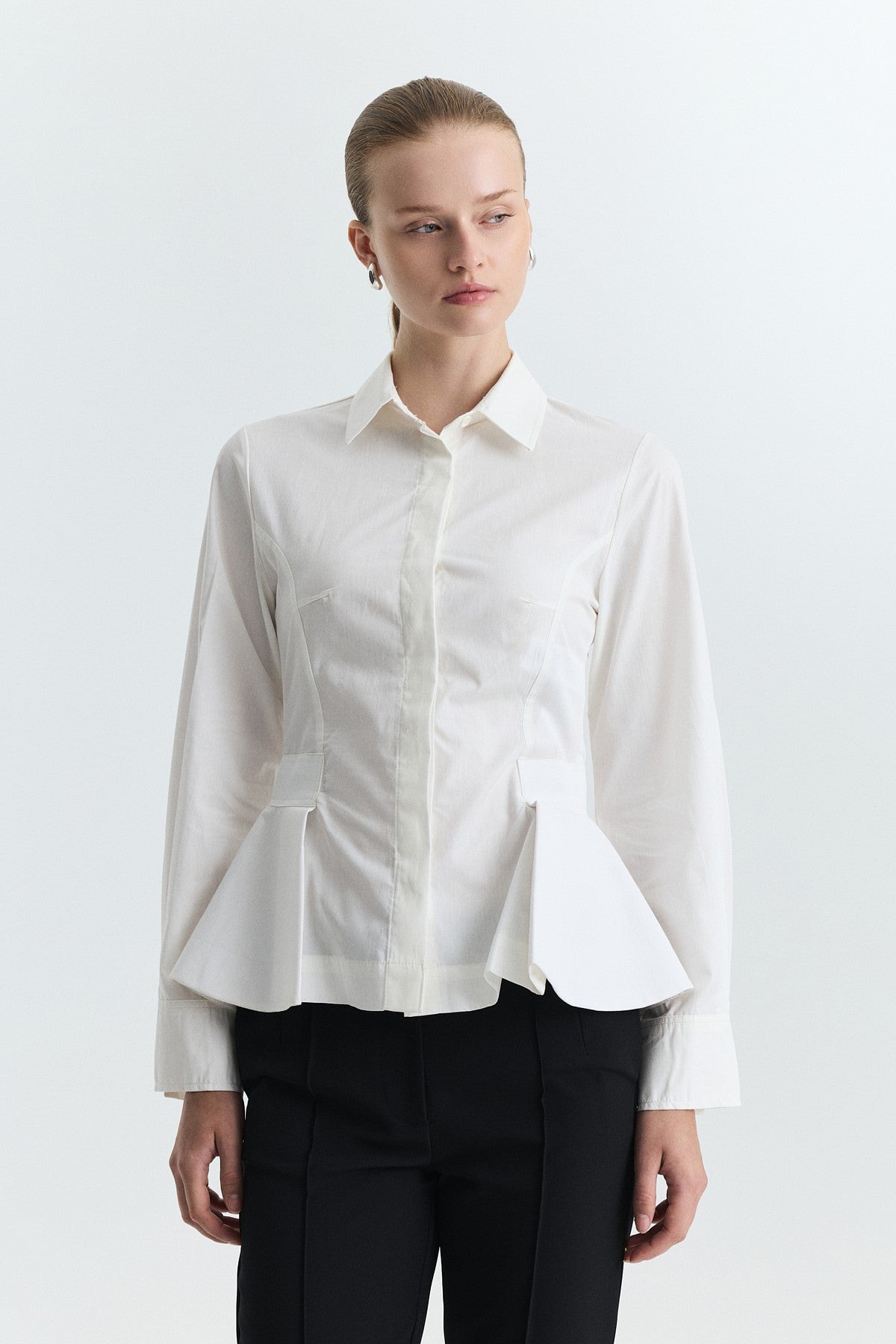 Peplum Poplin Shirt