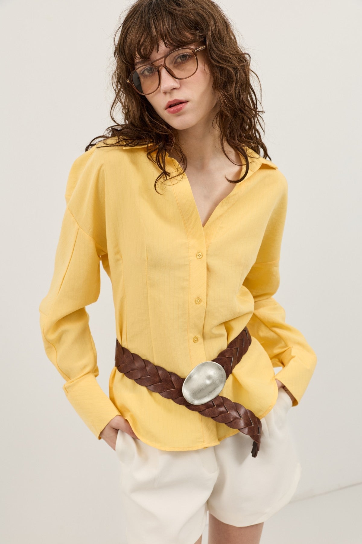 Antioch Pencil-Sleeve Modal Shirt with Detailed Stripes