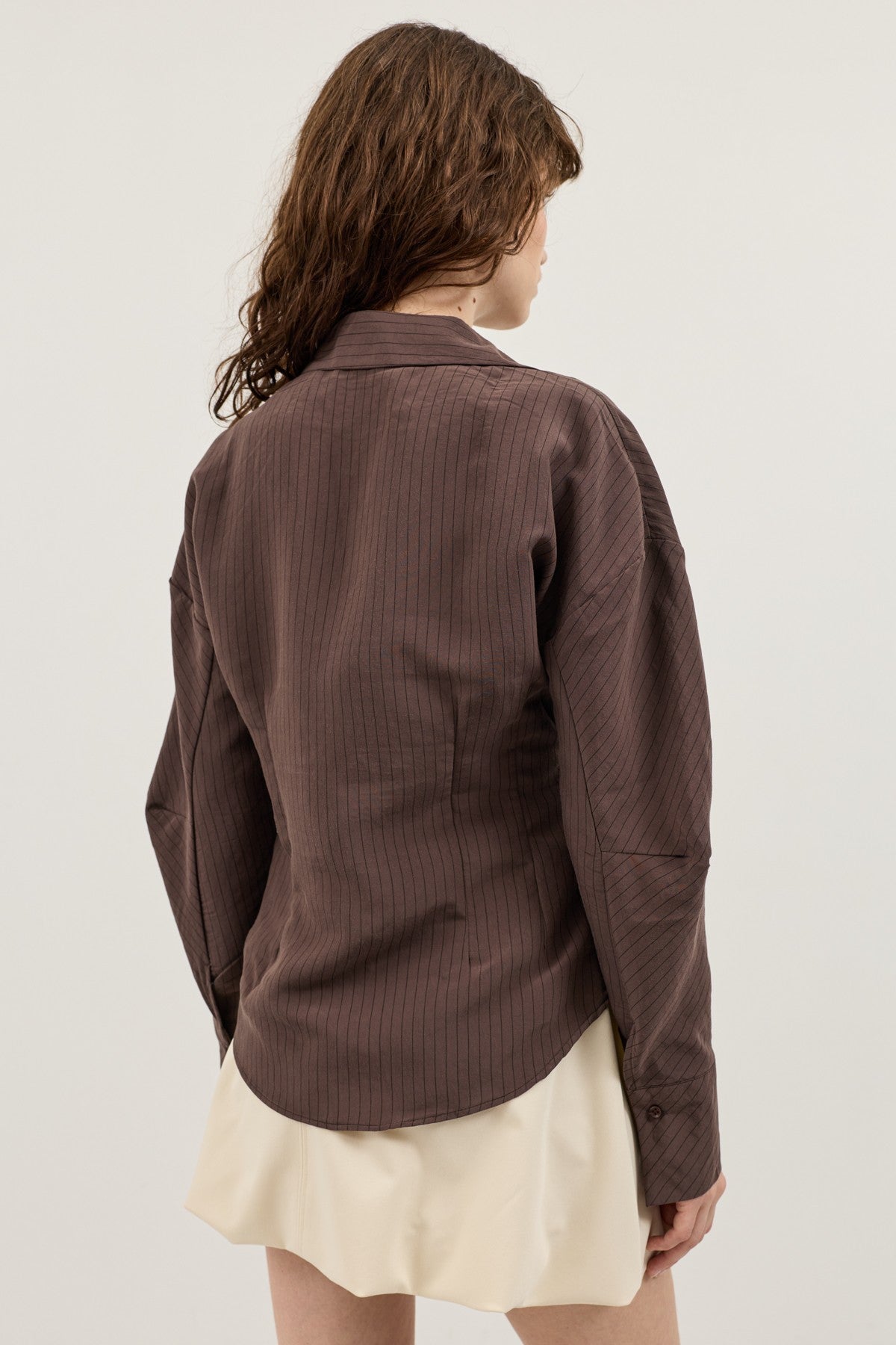 Antioch Pencil-Sleeve Modal Shirt with Detailed Stripes