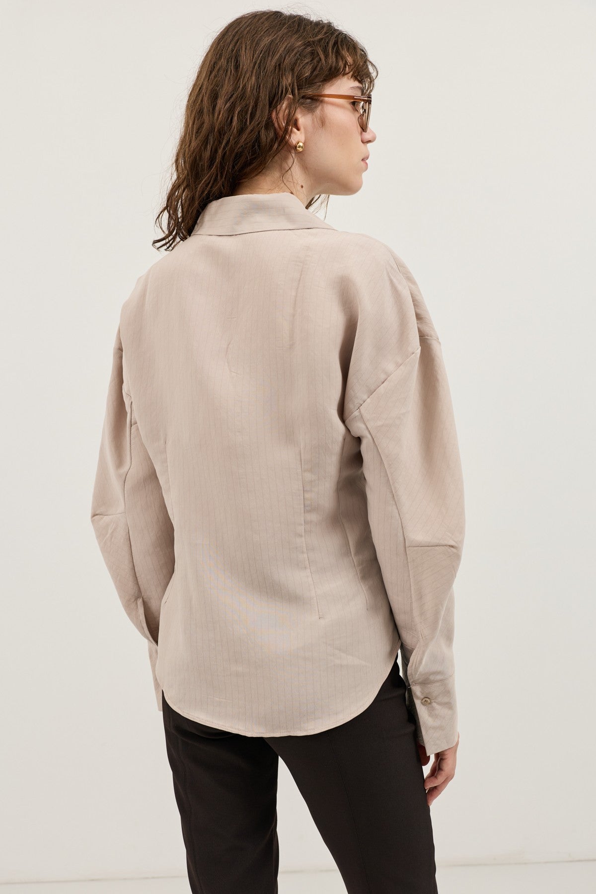Antioch Pencil-Sleeve Modal Shirt with Detailed Stripes