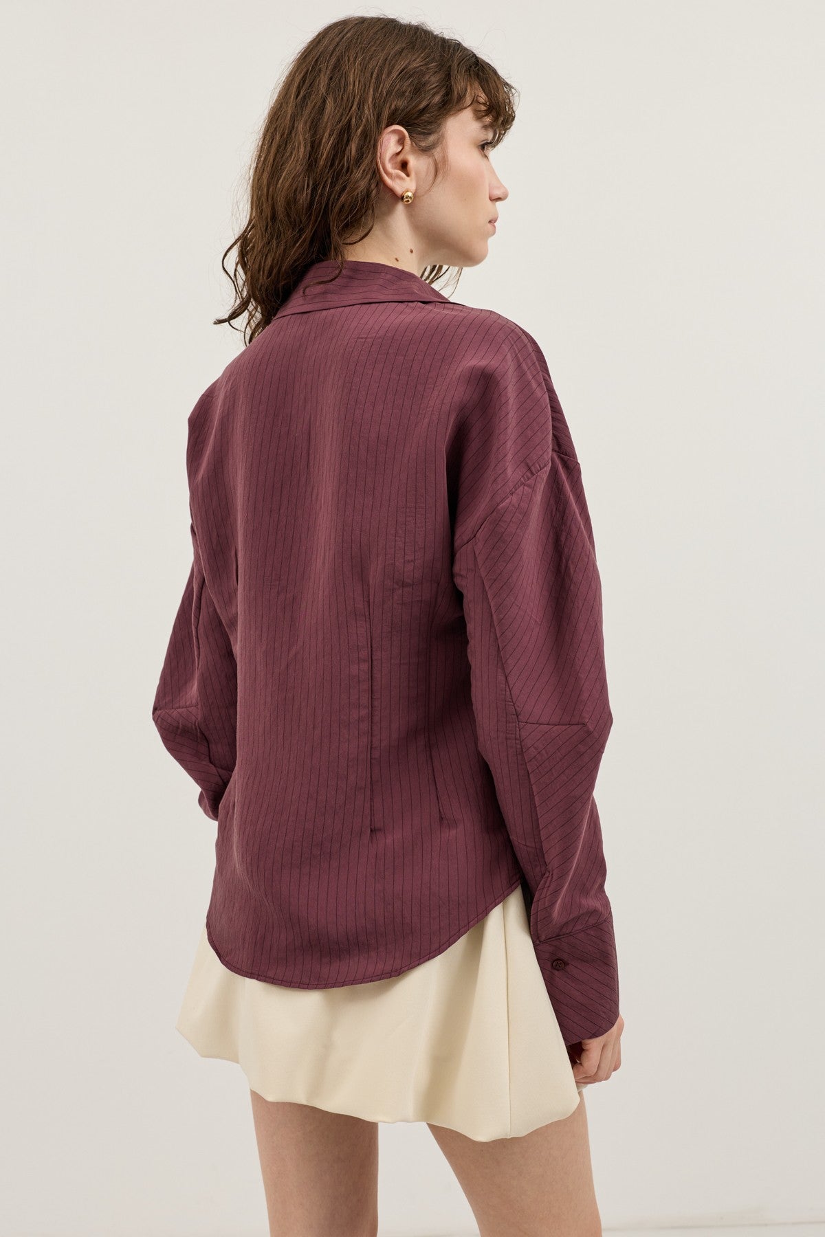 Antioch Pencil-Sleeve Modal Shirt with Detailed Stripes