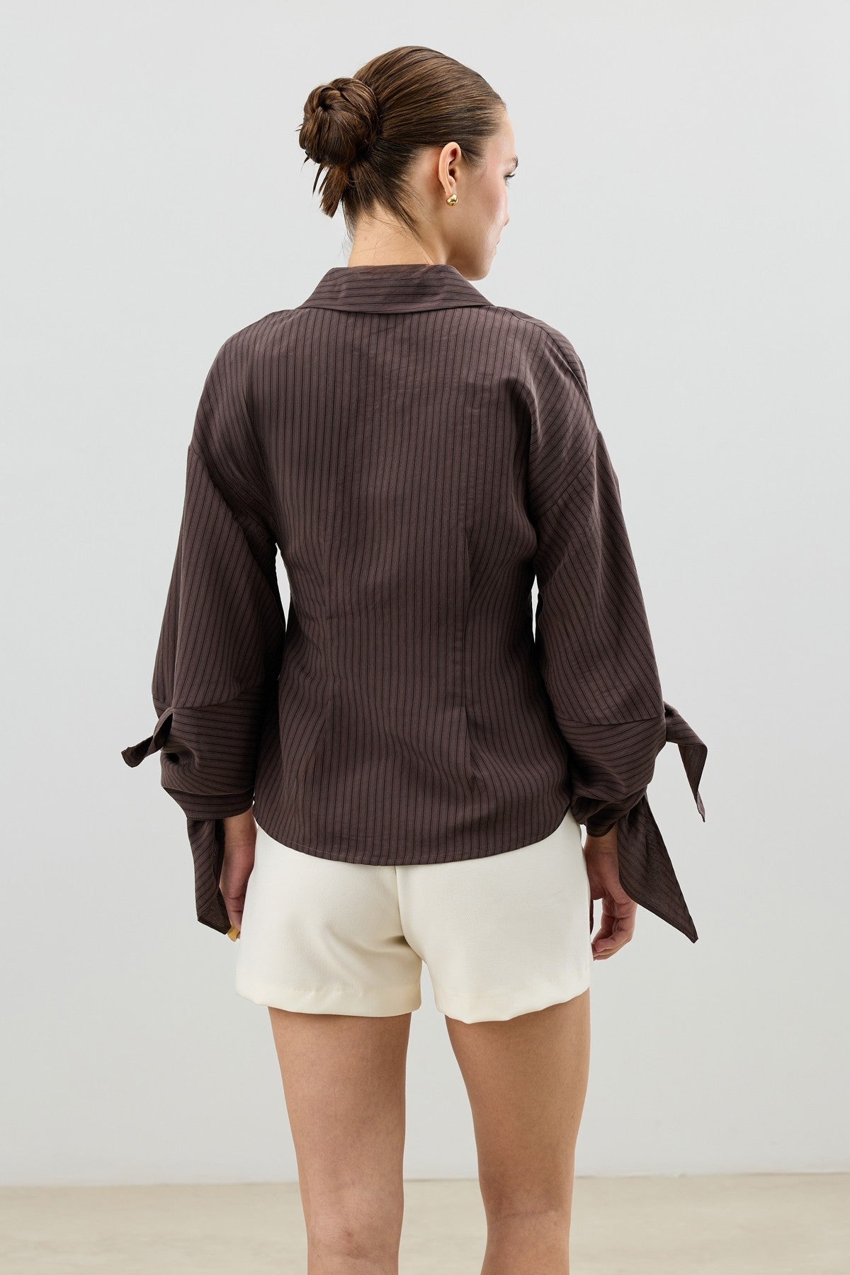 Antioch Women's Striped Shirt with Tie-Back Sleeves