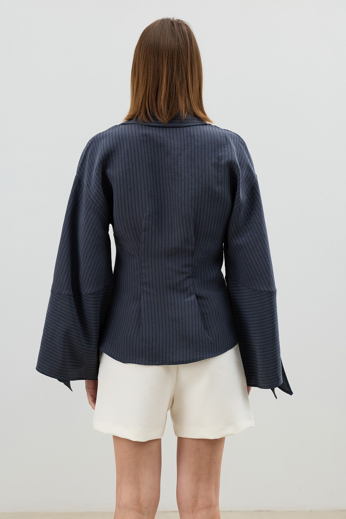 Antioch Women's Striped Shirt with Tie-Back Sleeves