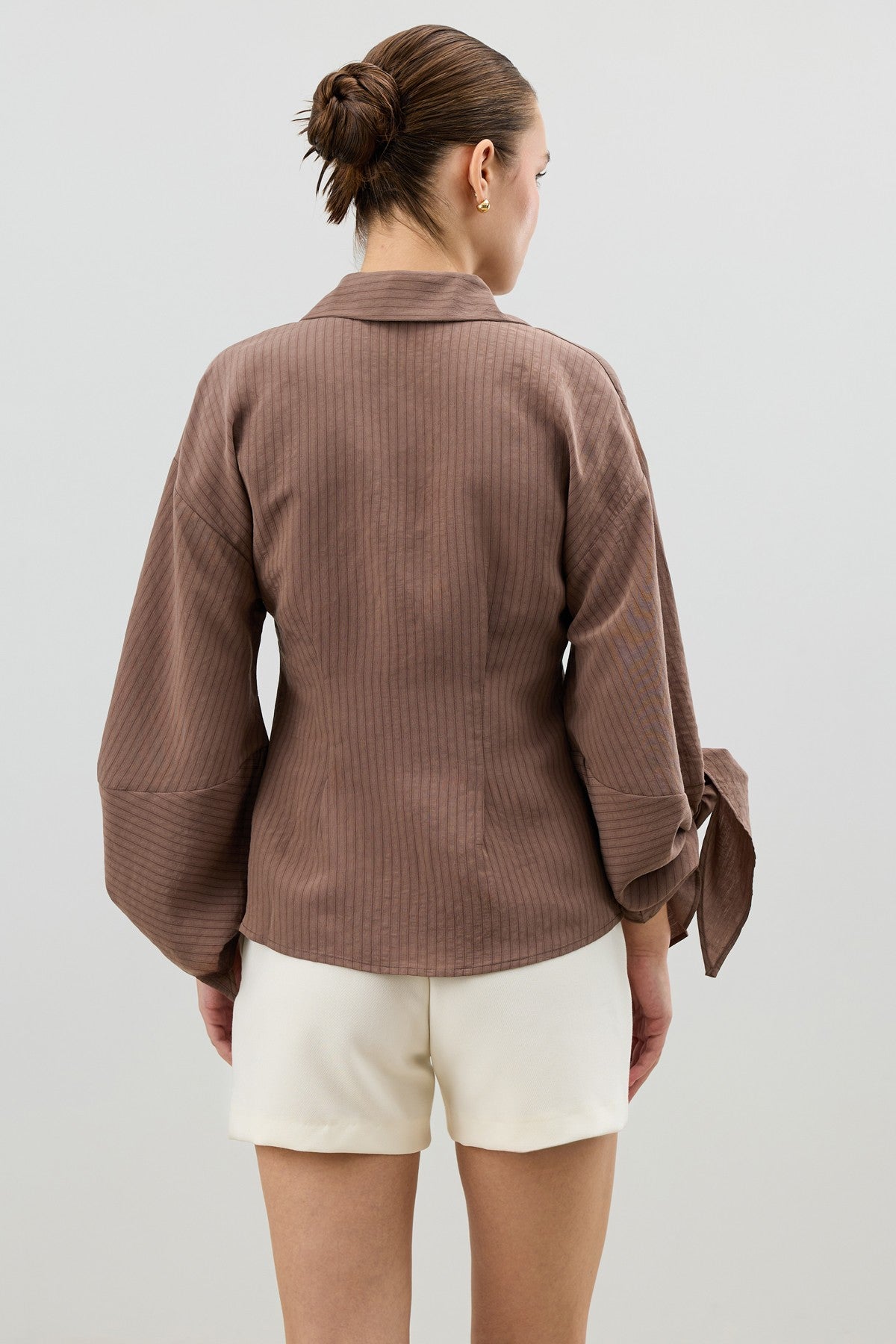 Antioch Women's Striped Shirt with Tie-Back Sleeves