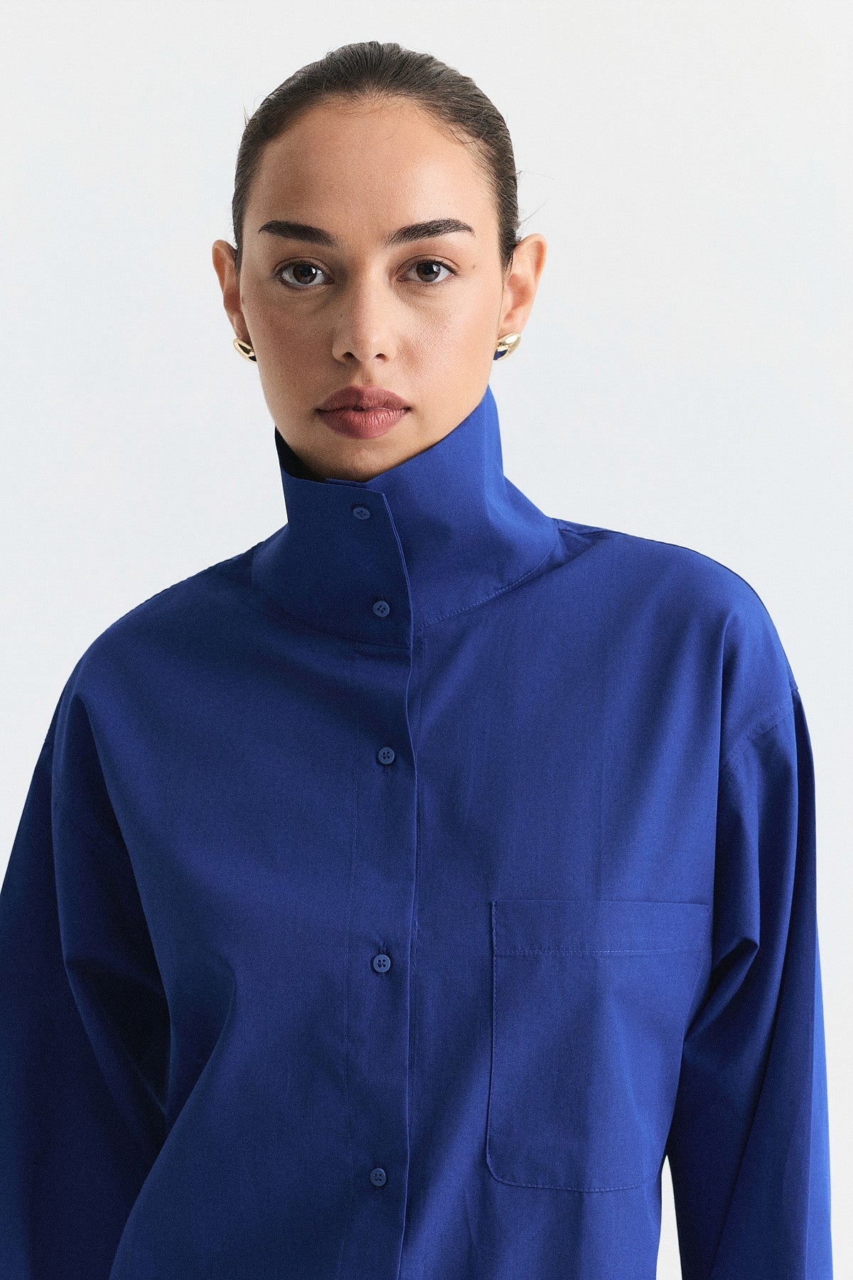 Shirt with a Collar and a Stand-Up Collar