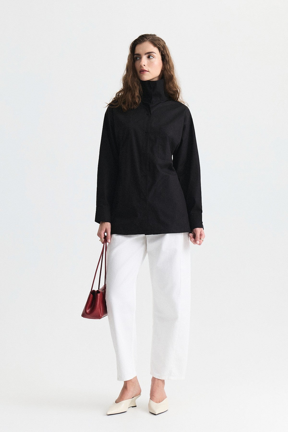 Shirt with a Collar and a Stand-Up Collar