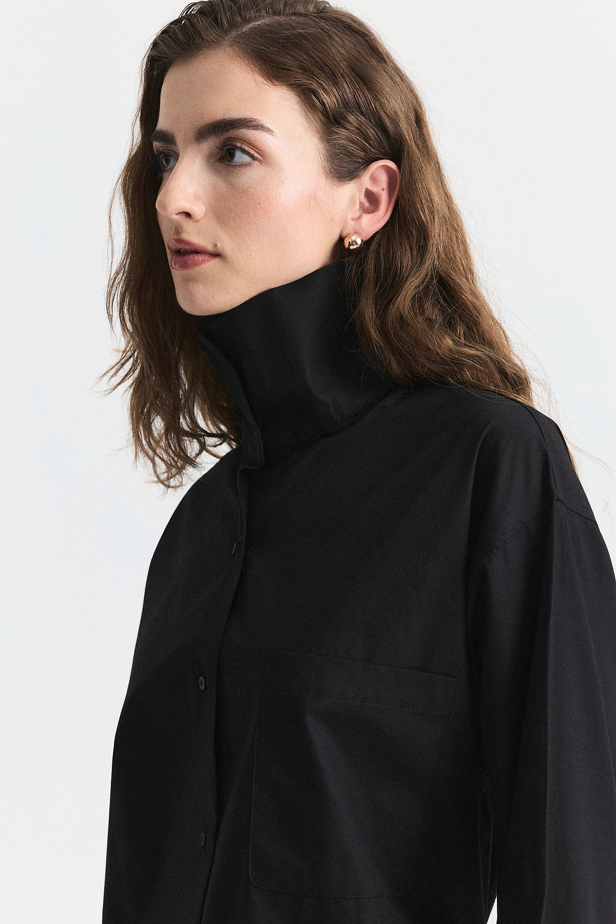 Shirt with a Collar and a Stand-Up Collar