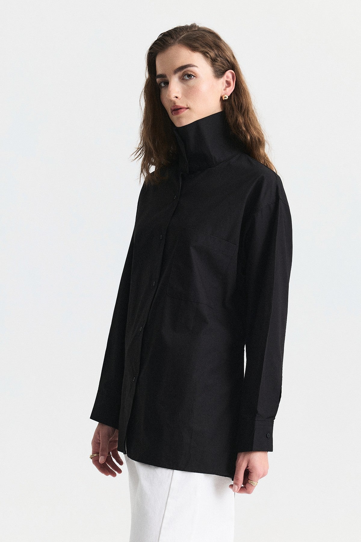 Shirt with a Collar and a Stand-Up Collar