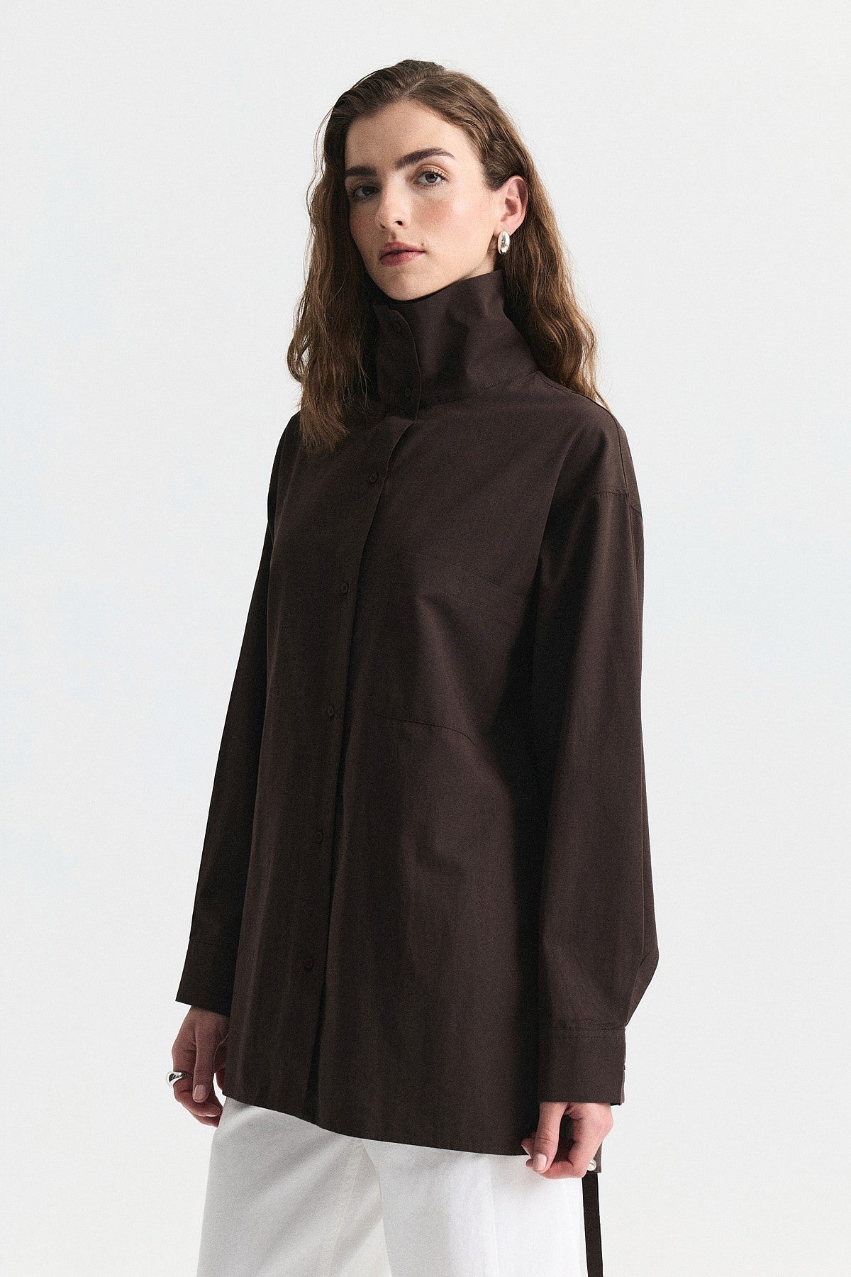 Shirt with a Collar and a Stand-Up Collar