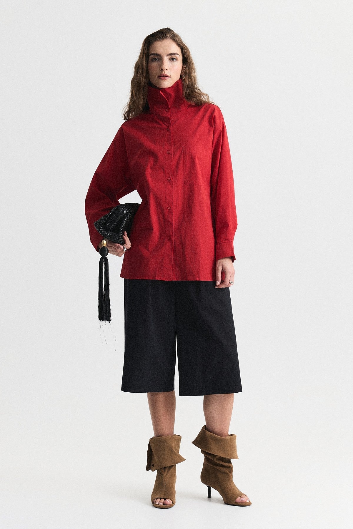 Shirt with a Collar and a Stand-Up Collar
