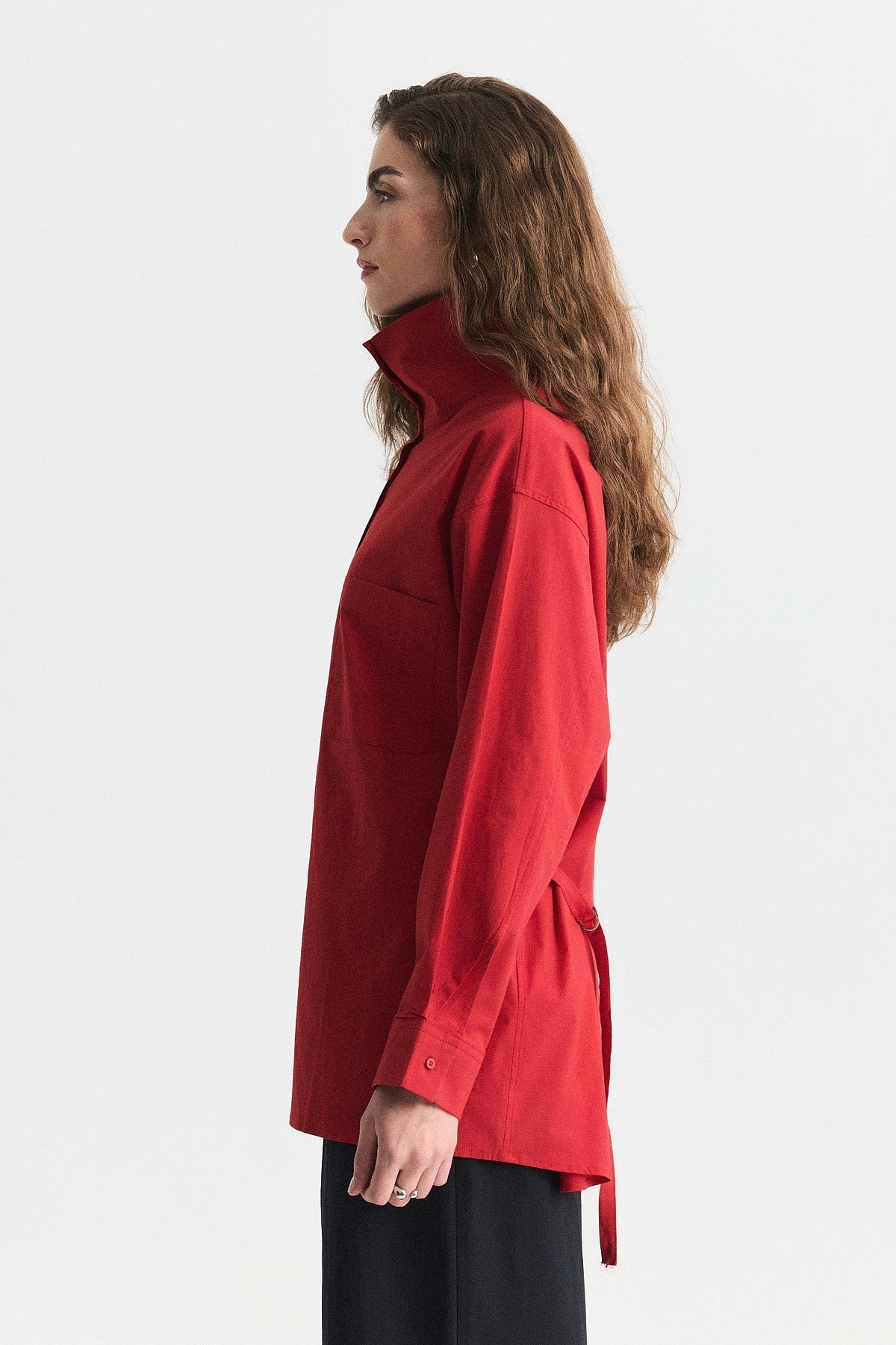 Shirt with a Collar and a Stand-Up Collar