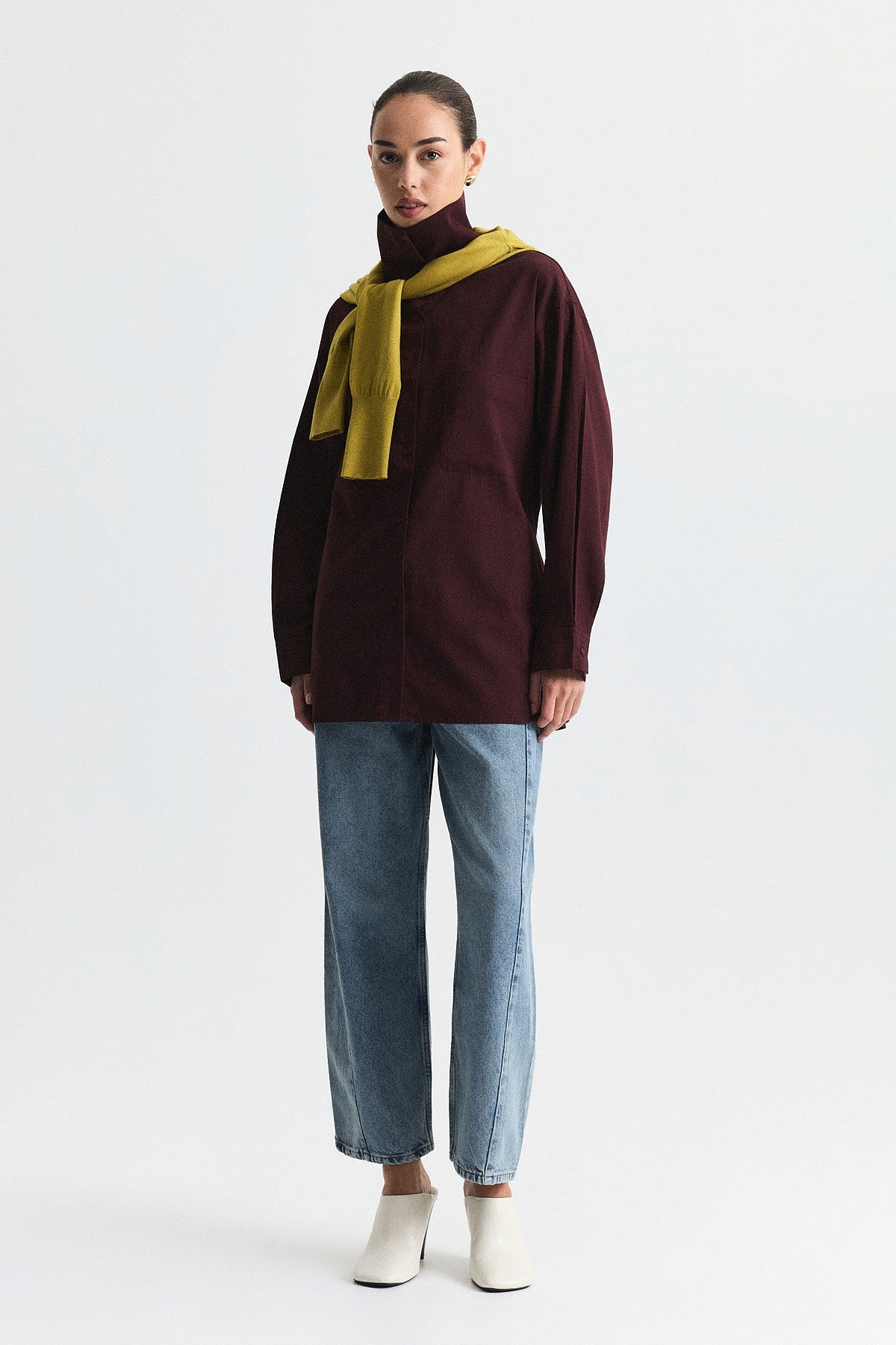 Shirt with a Collar and a Stand-Up Collar