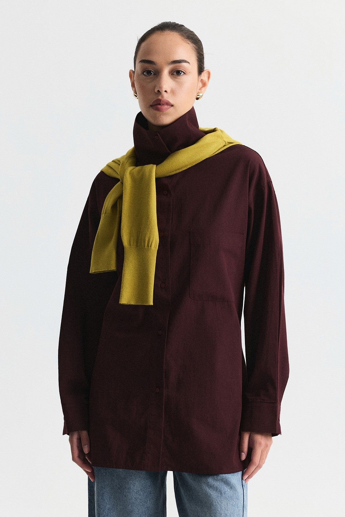 Shirt with a Collar and a Stand-Up Collar