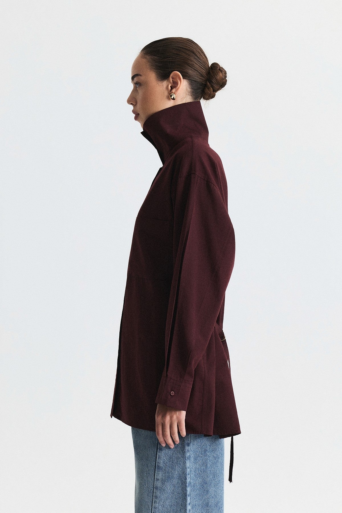 Shirt with a Collar and a Stand-Up Collar