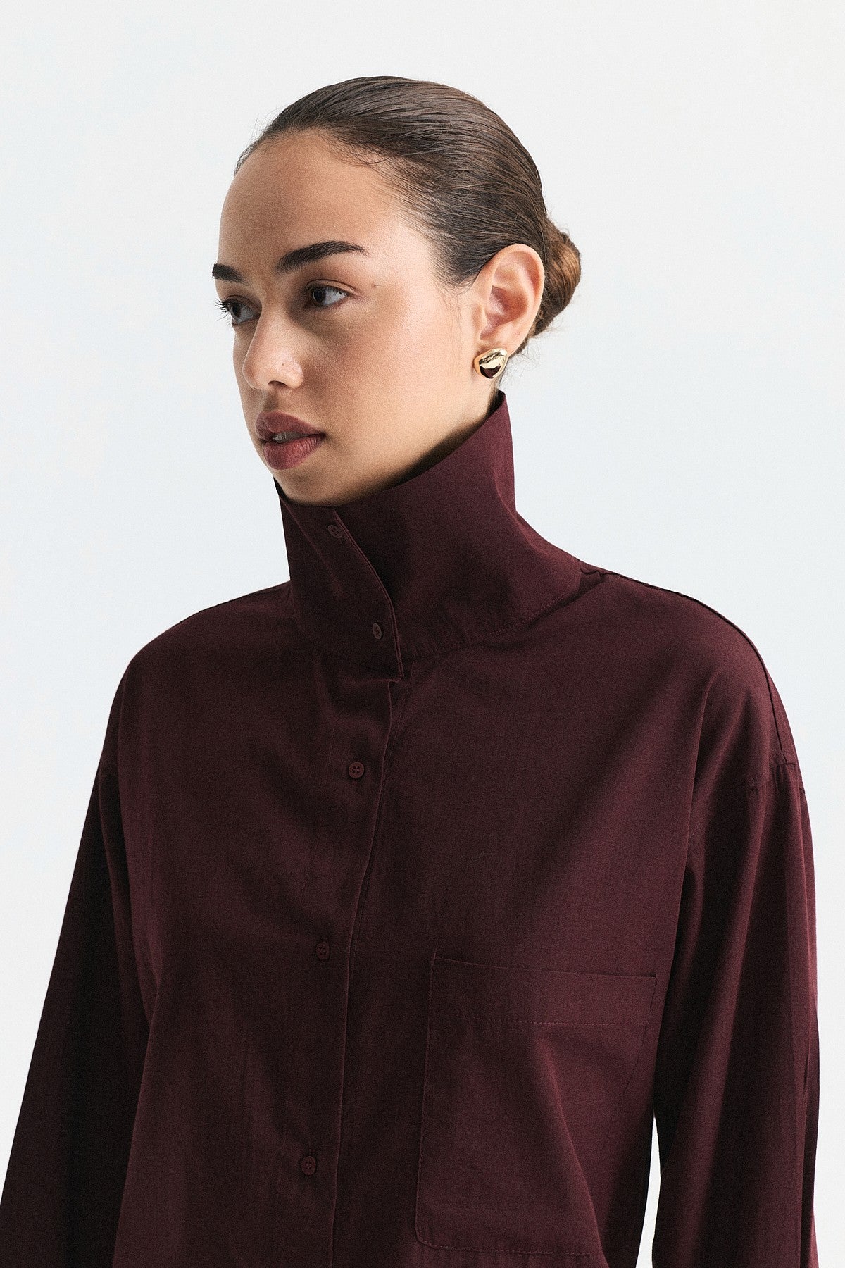 Shirt with a Collar and a Stand-Up Collar