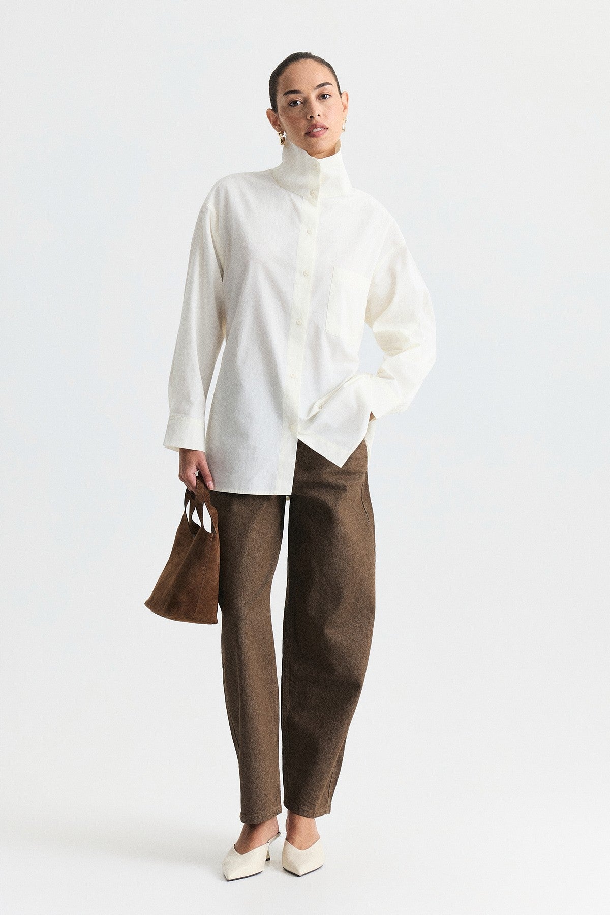 Shirt with a Collar and a Stand-Up Collar