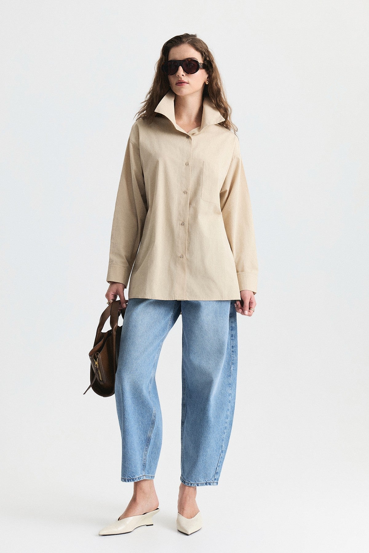 Shirt with a Collar and a Stand-Up Collar