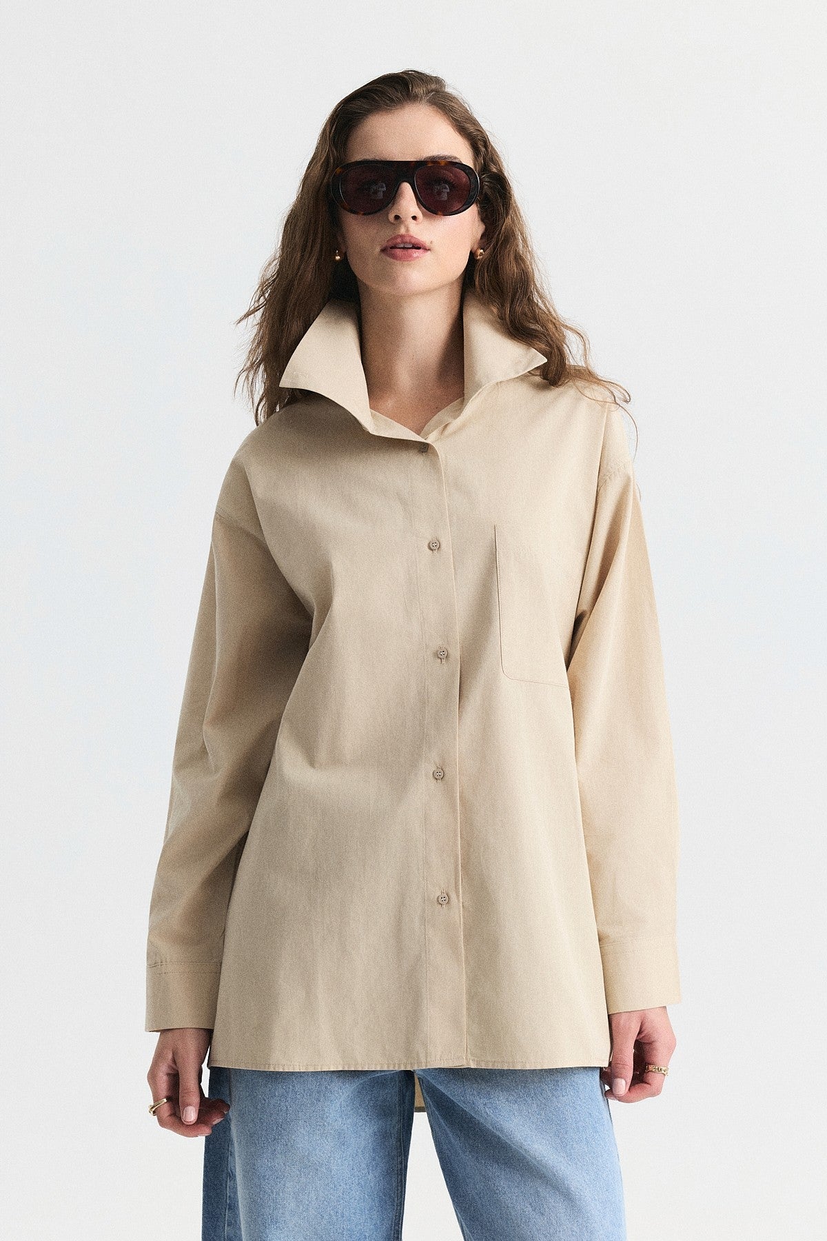 Shirt with a Collar and a Stand-Up Collar