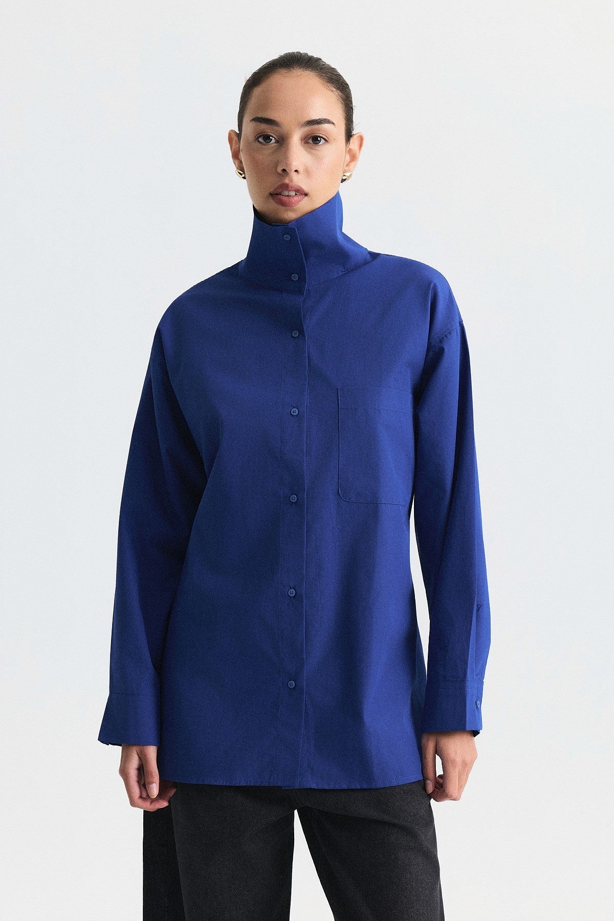 Shirt with a Collar and a Stand-Up Collar