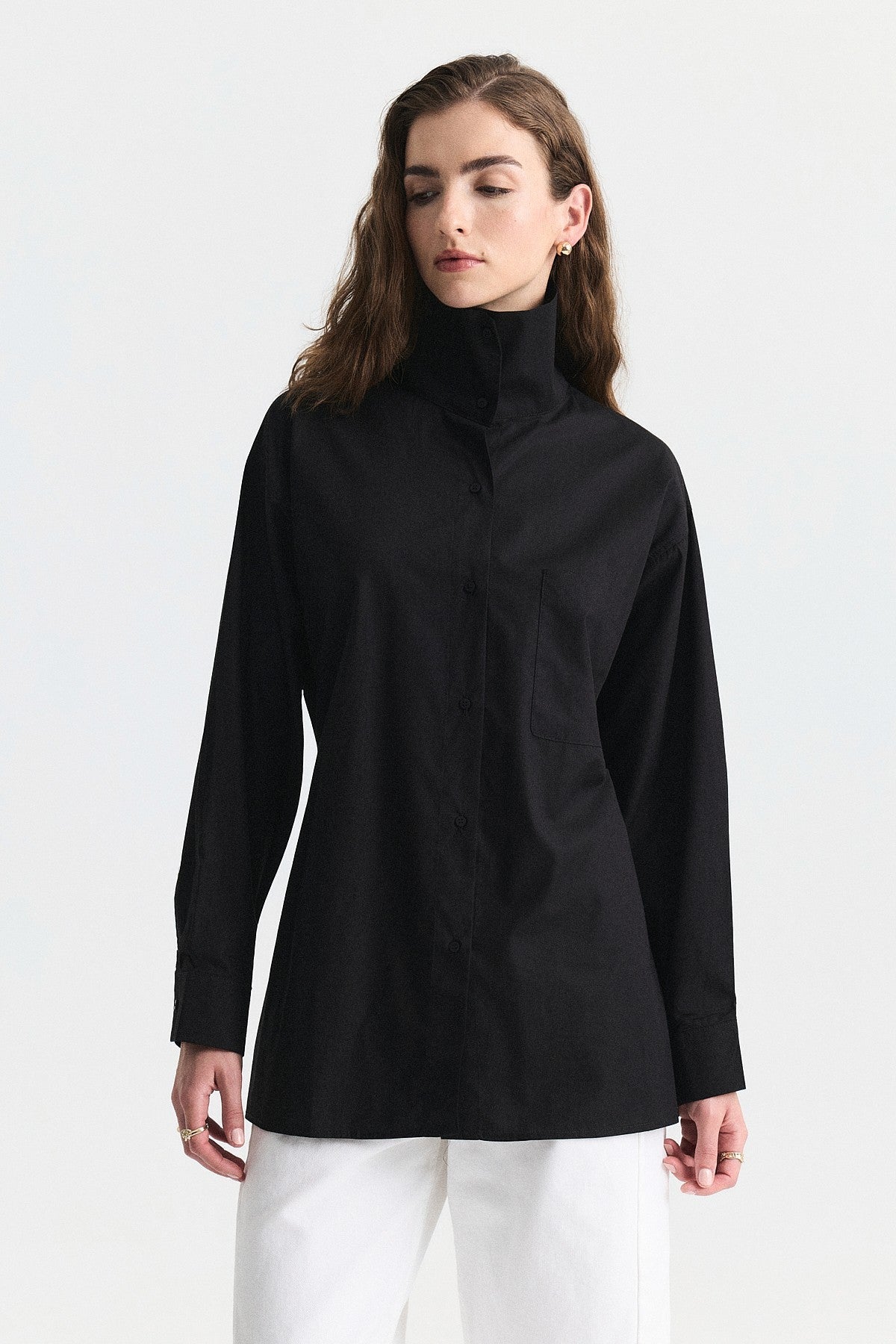 Shirt with a Collar and a Stand-Up Collar