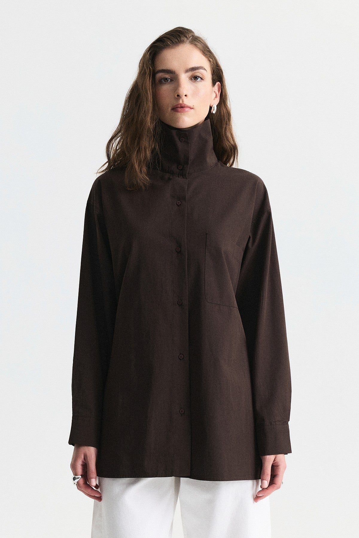 Shirt with a Collar and a Stand-Up Collar