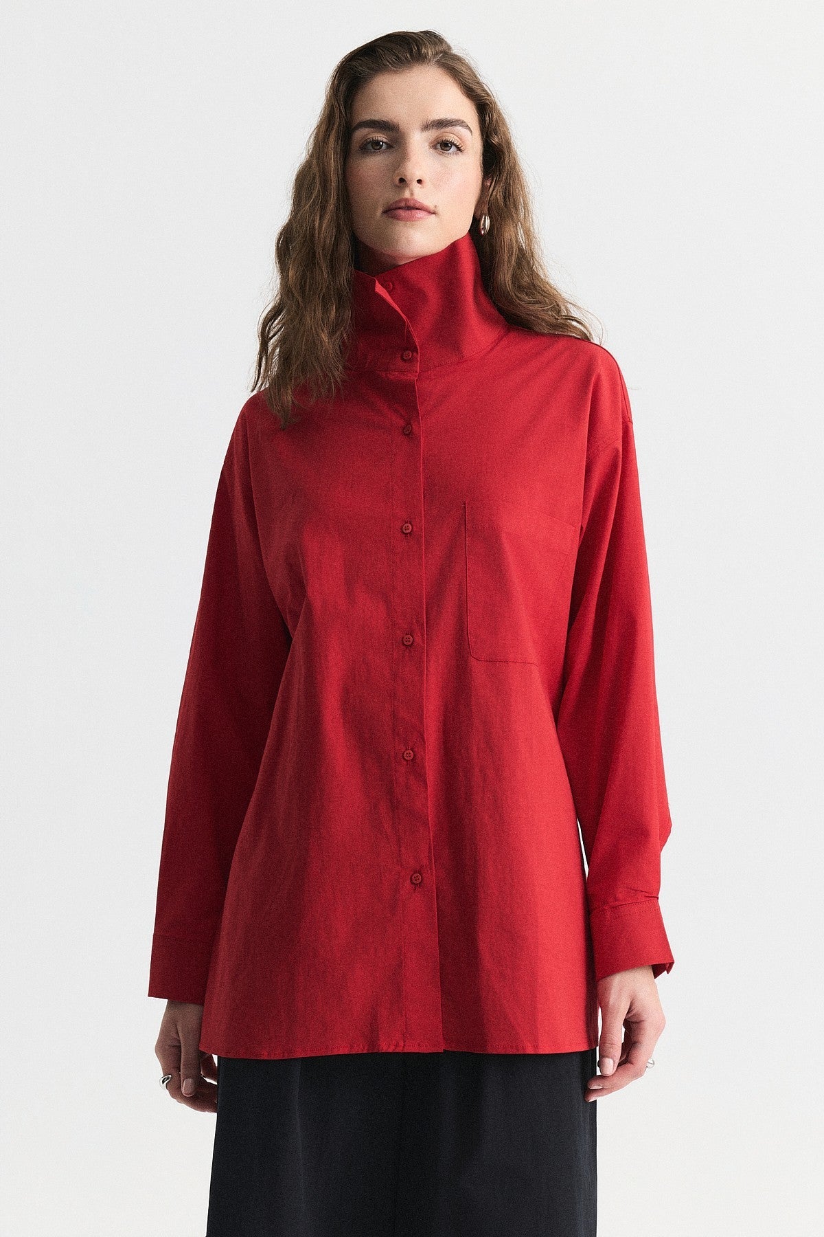 Shirt with a Collar and a Stand-Up Collar